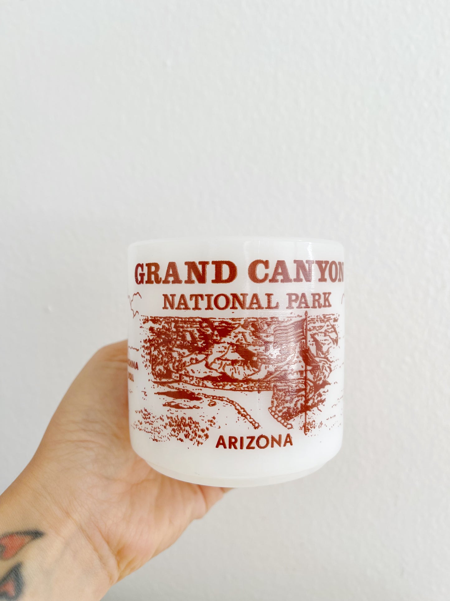 Vintage GRAND CANYON NATIONAL PARK Milk Glass Mug.