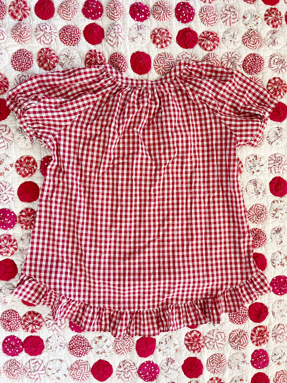 Red Color Gingham Checked Setup