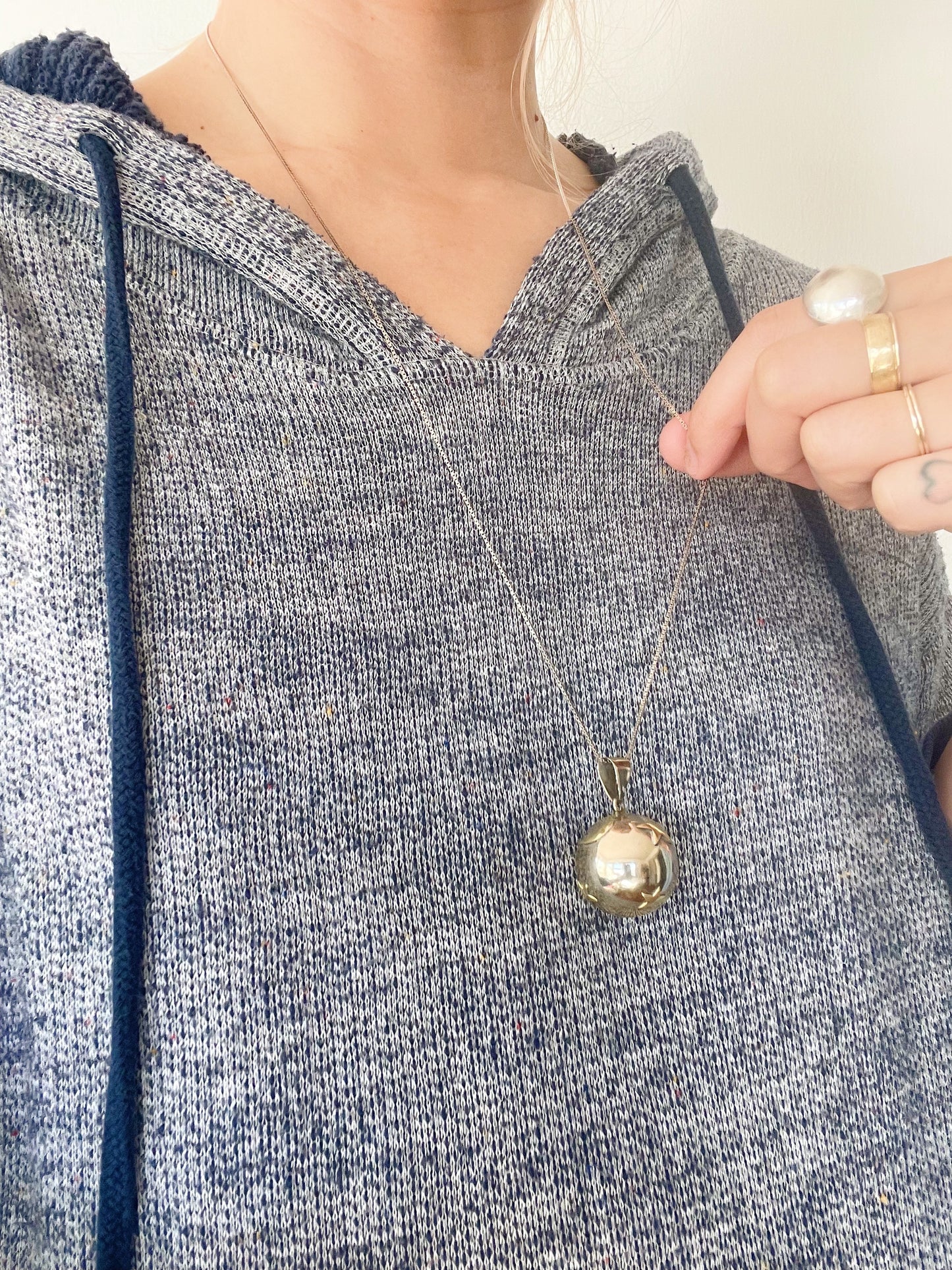 Vintage Moon and Star Melody Ball Silver Necklace