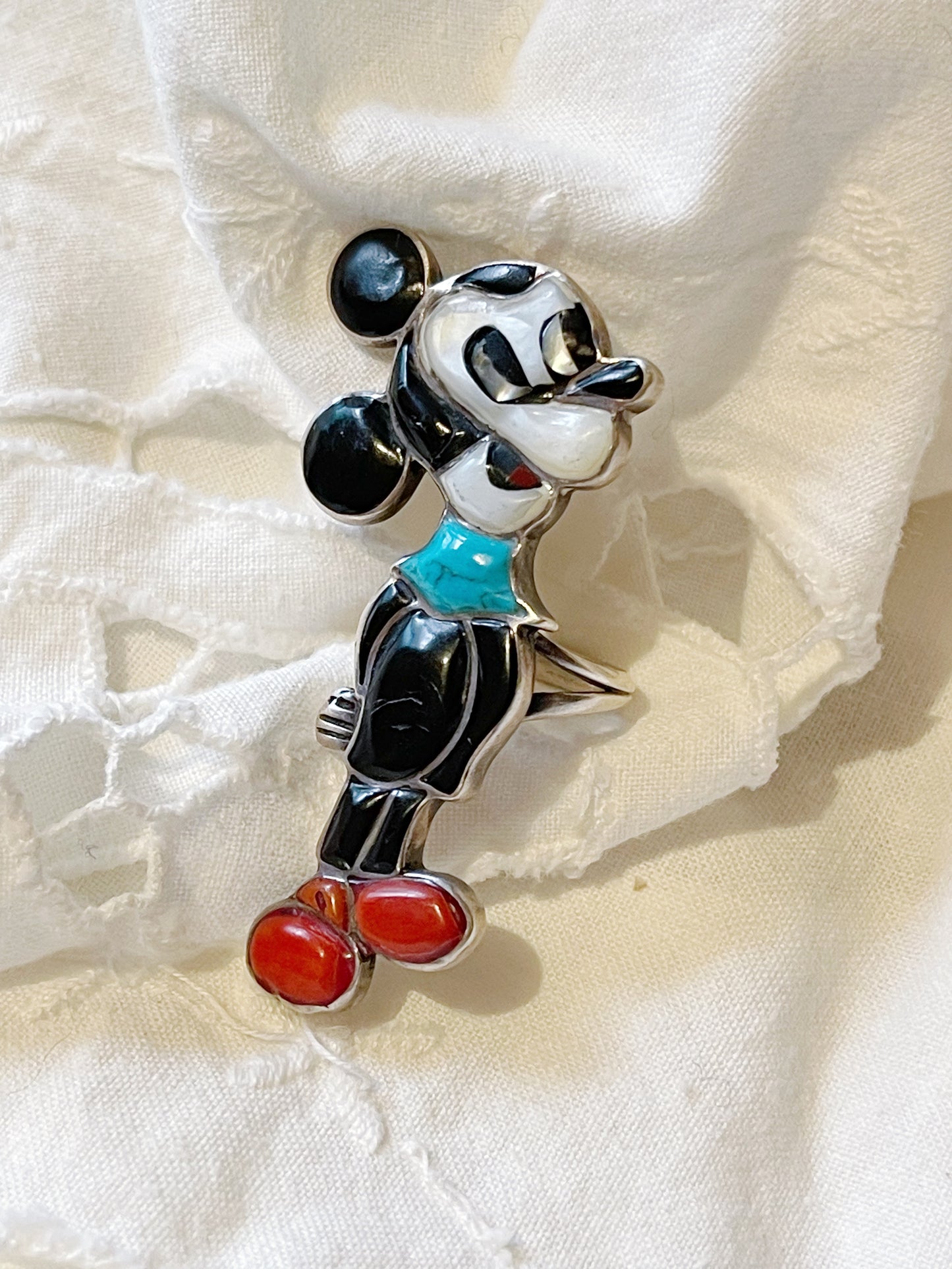 Vintage Zuni Inlay Mouse Ring