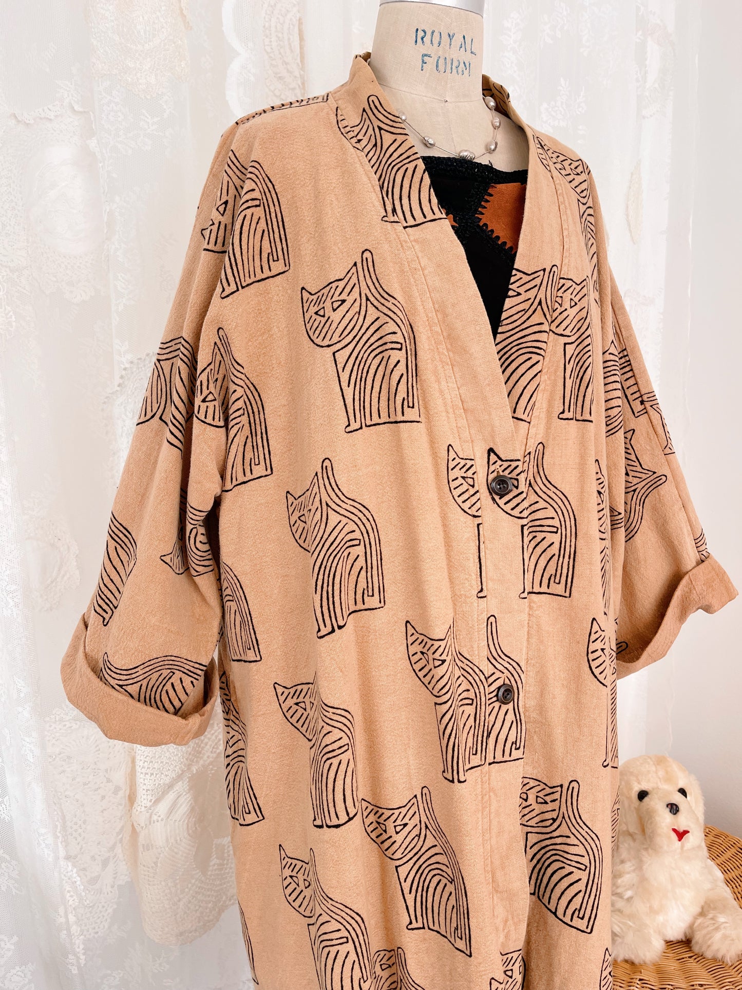 1980s Cats Cotton Long Jacket