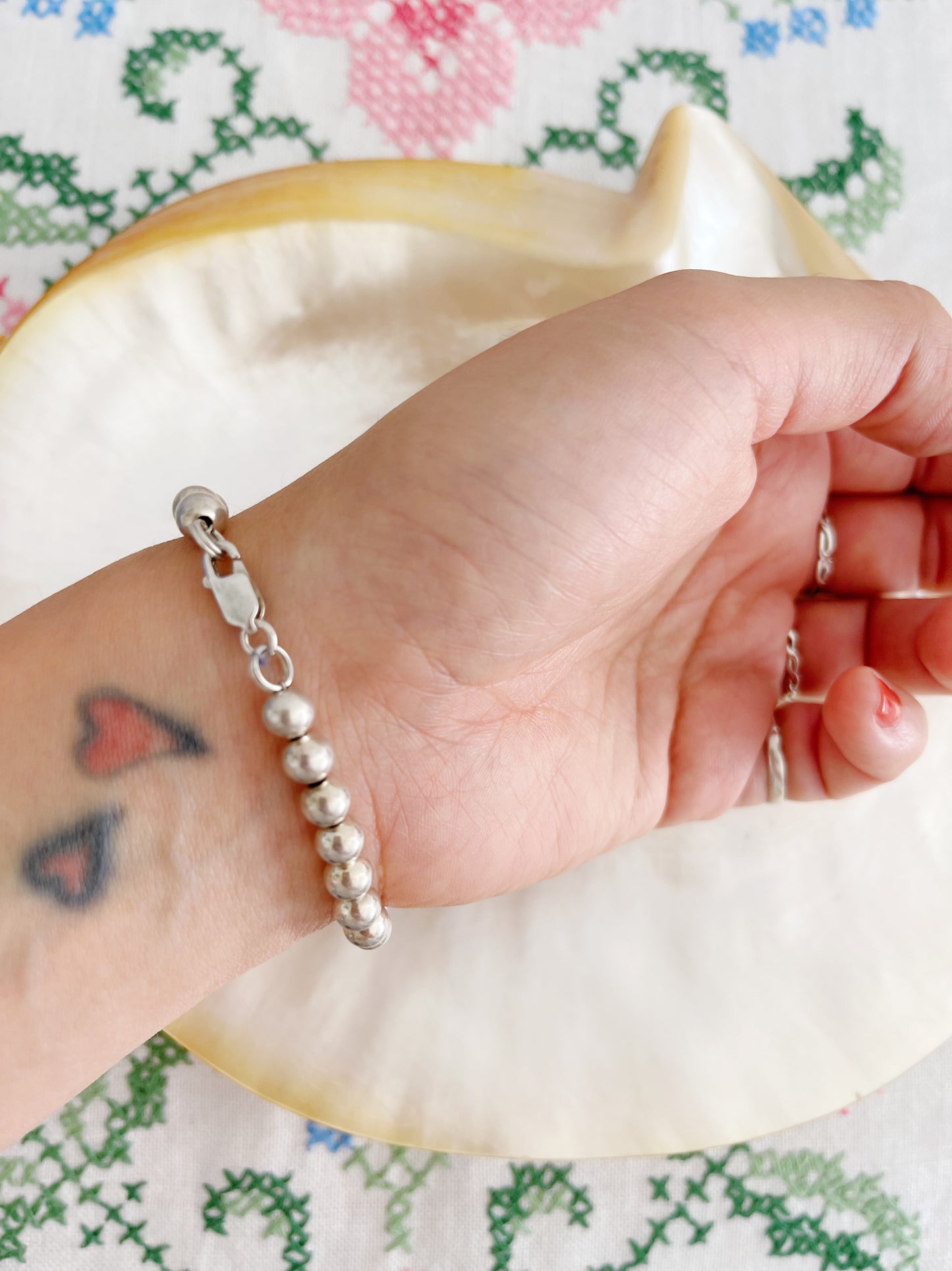 Silver Beads Necklace & Bracelet ! 2pc Set.