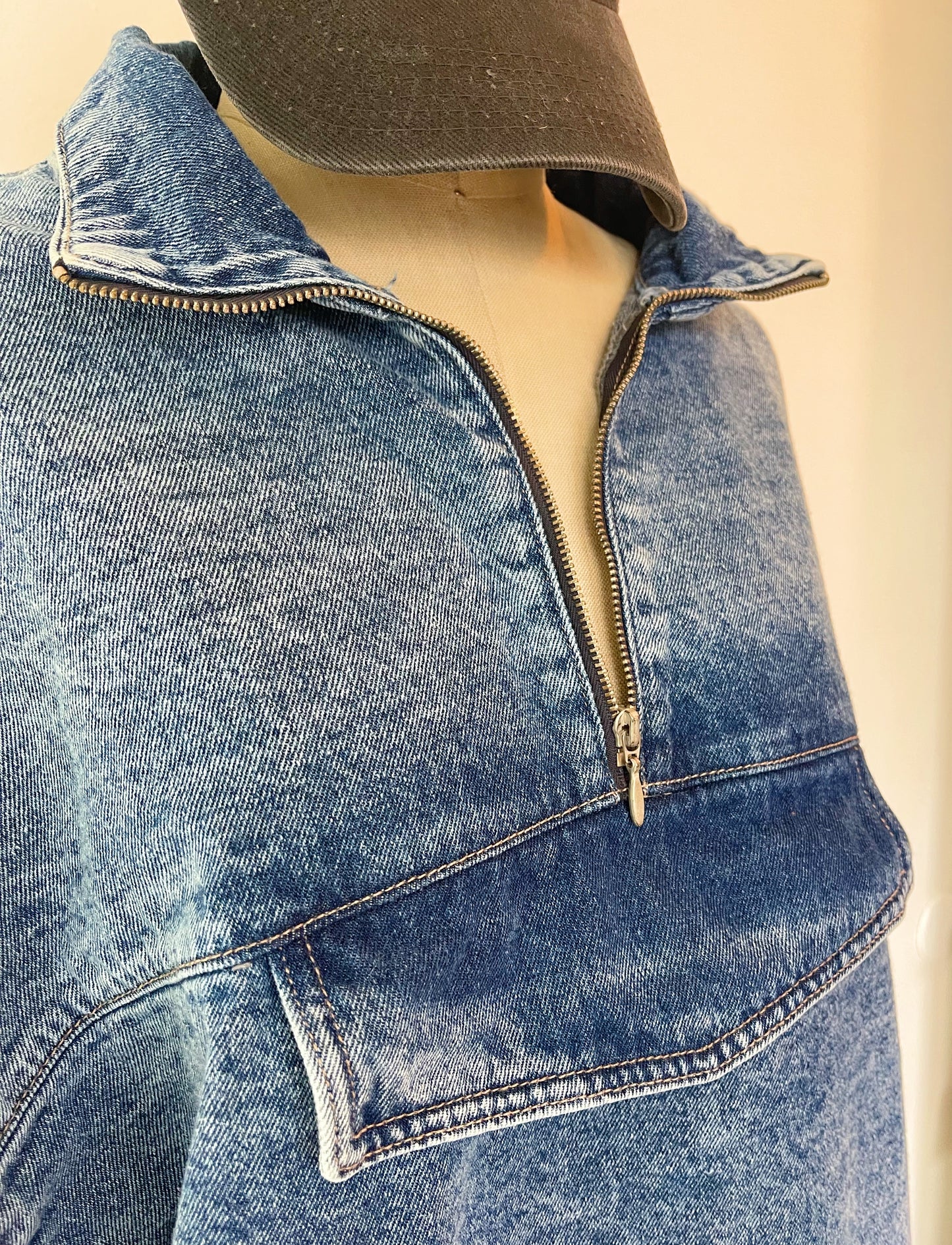 Cotton Denim Pullover Tops