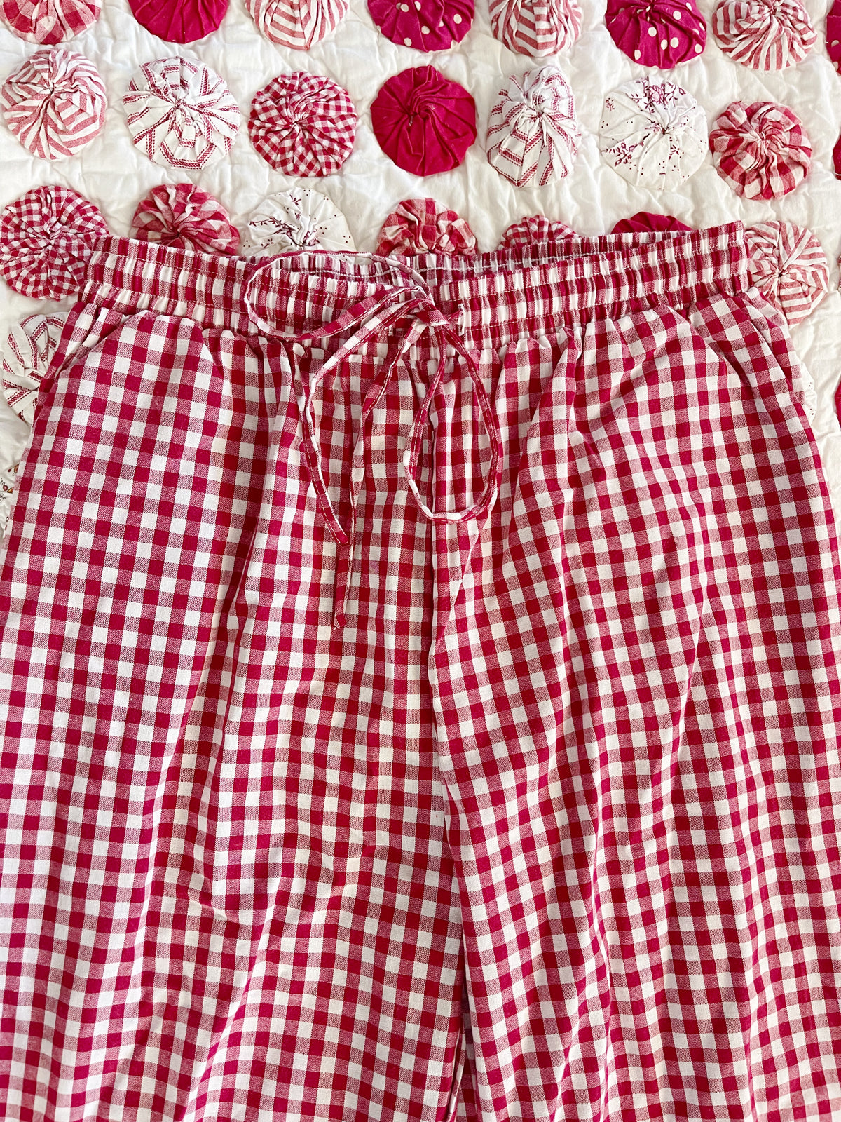 Red Color Gingham Checked Setup