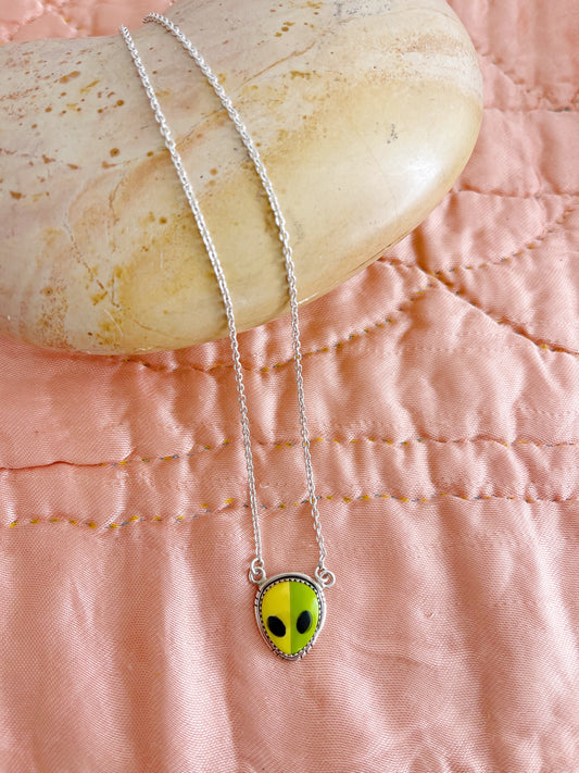Yellow and Green Stone Alien Necklace