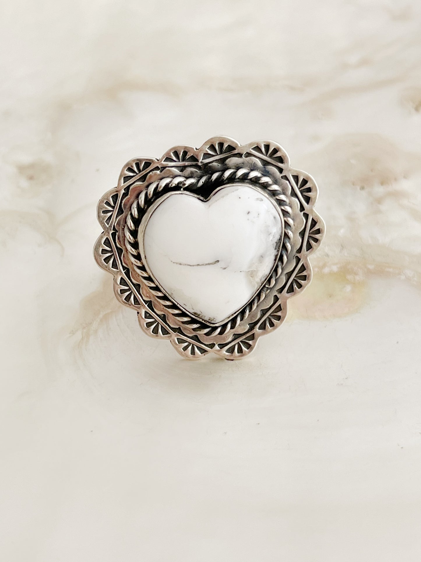 Arnold Goodluck White Buffalo Heart Ring.