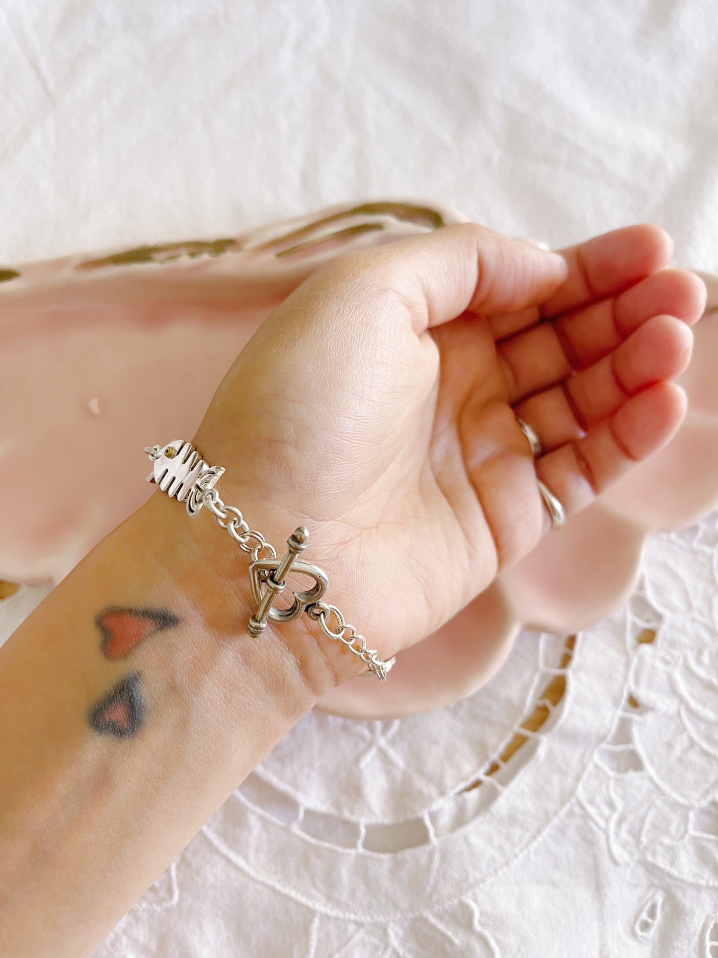 1990‘s Cat and Fish Silver Bracelet.