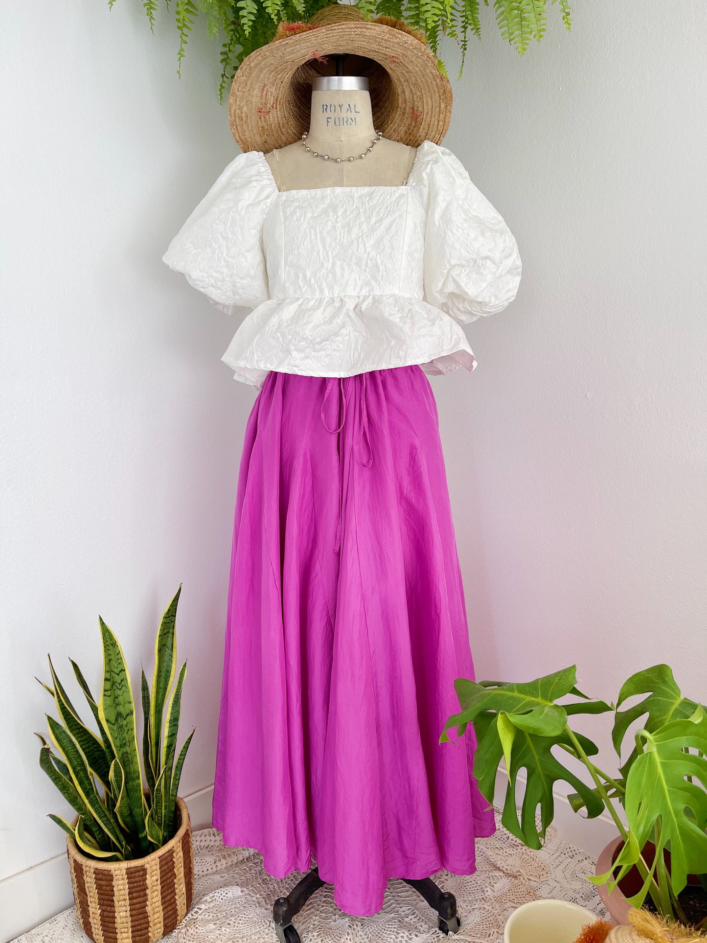 So Cute ! Silk Purple Long Skirt.