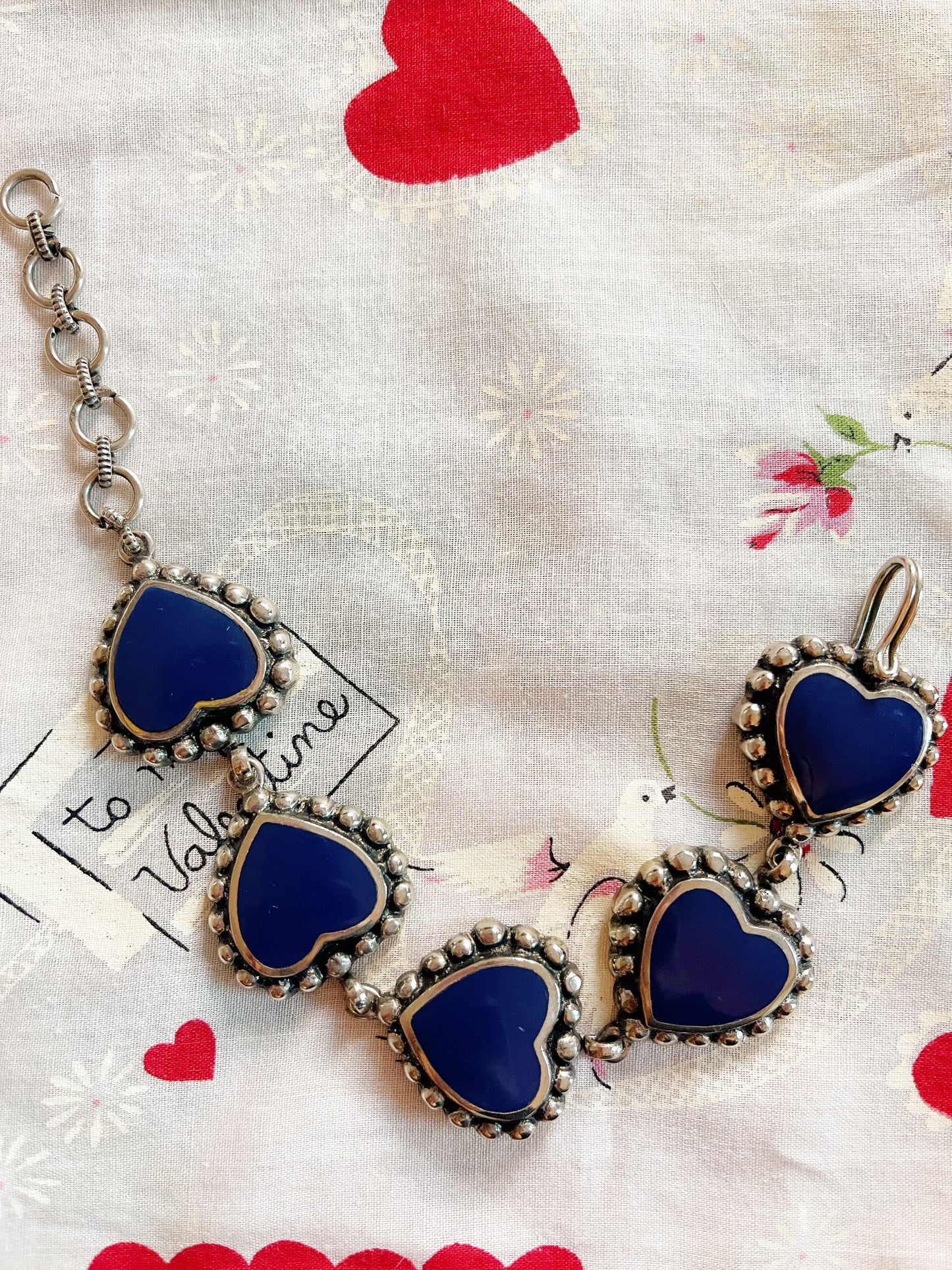 Vintage Enamel Heart Bracelet