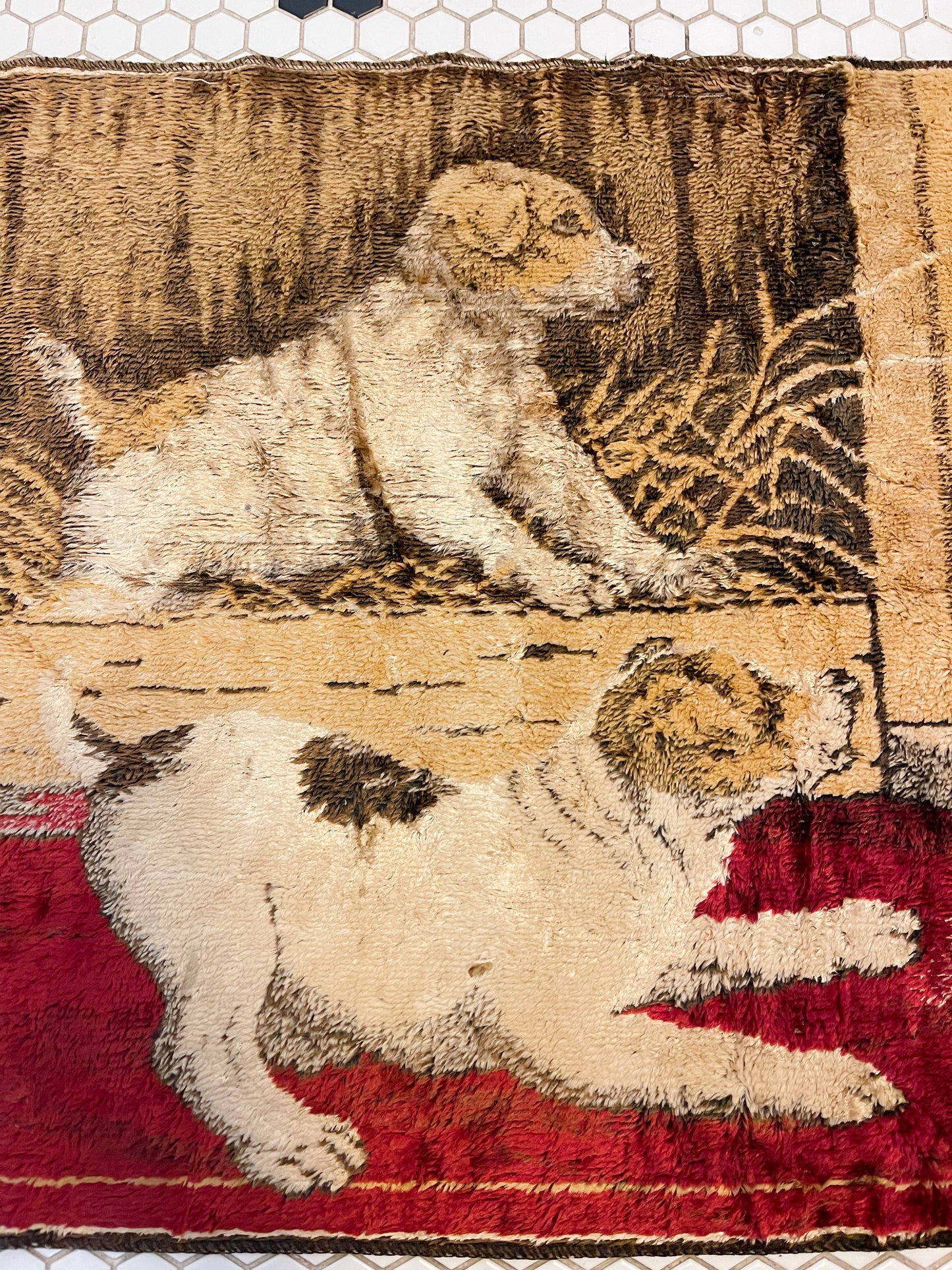 Vintage Cat and Dog Tapestry and Rug