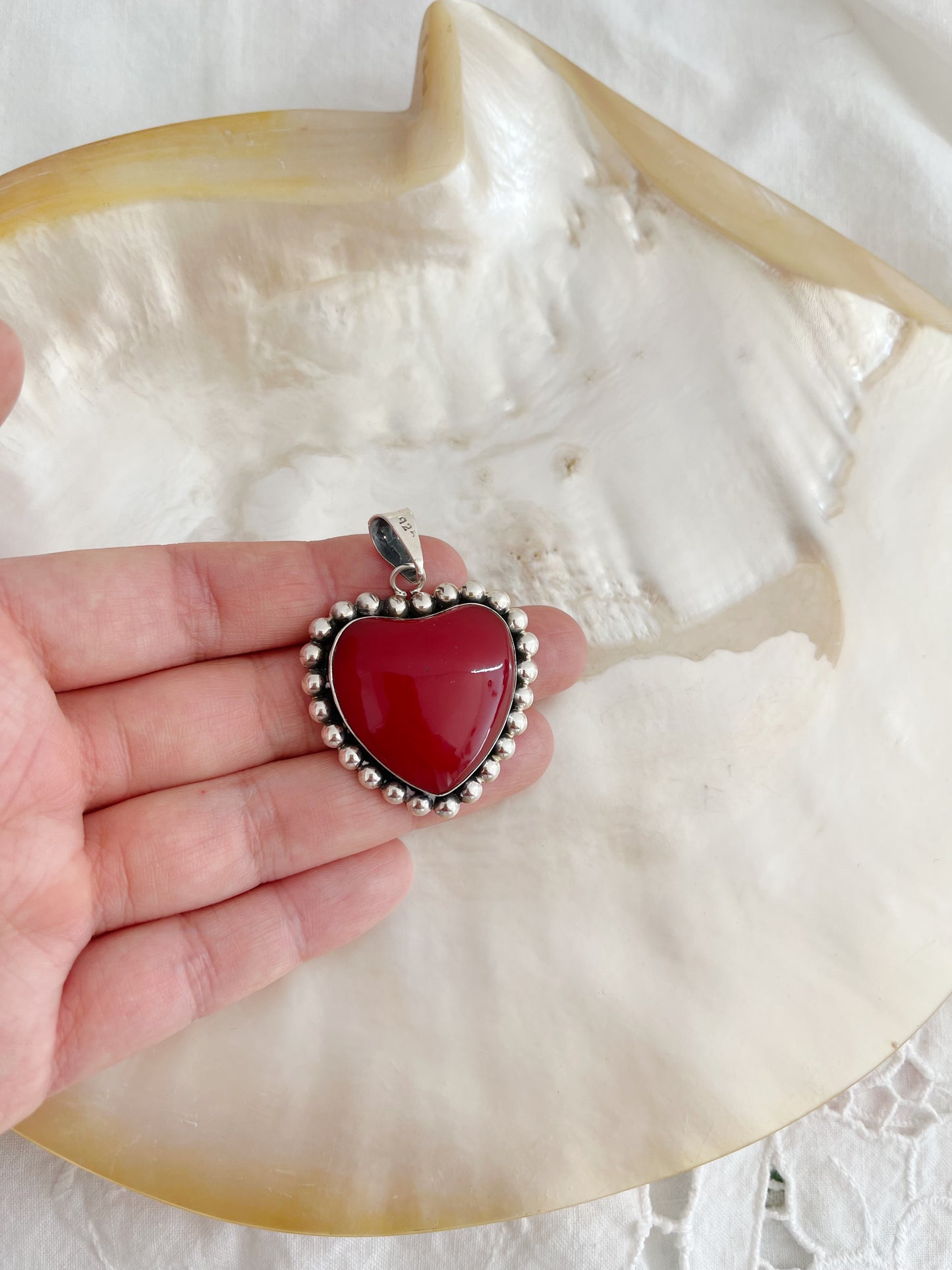 Vintage Red Jasper Heart Pendant Top.