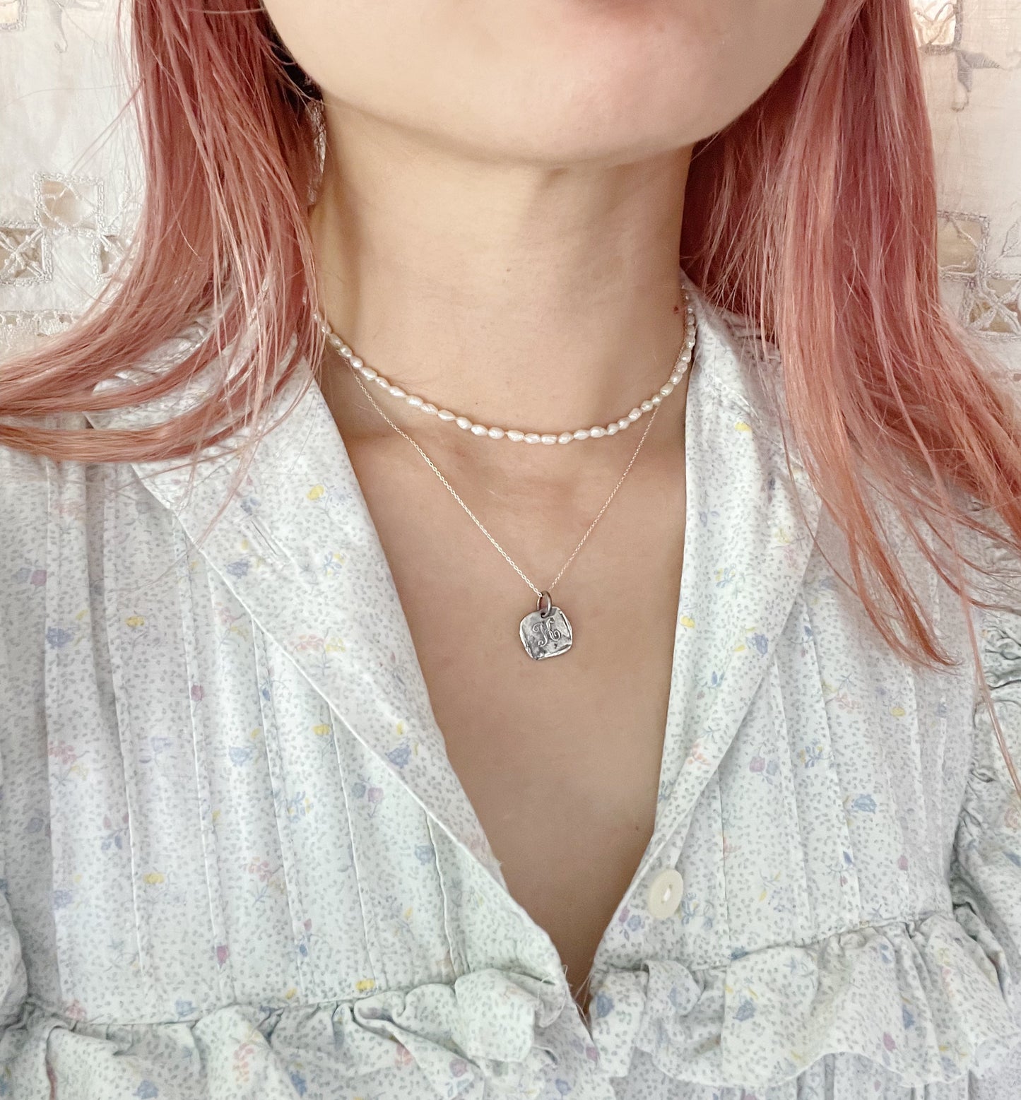 Vintage K Stamp Necklace