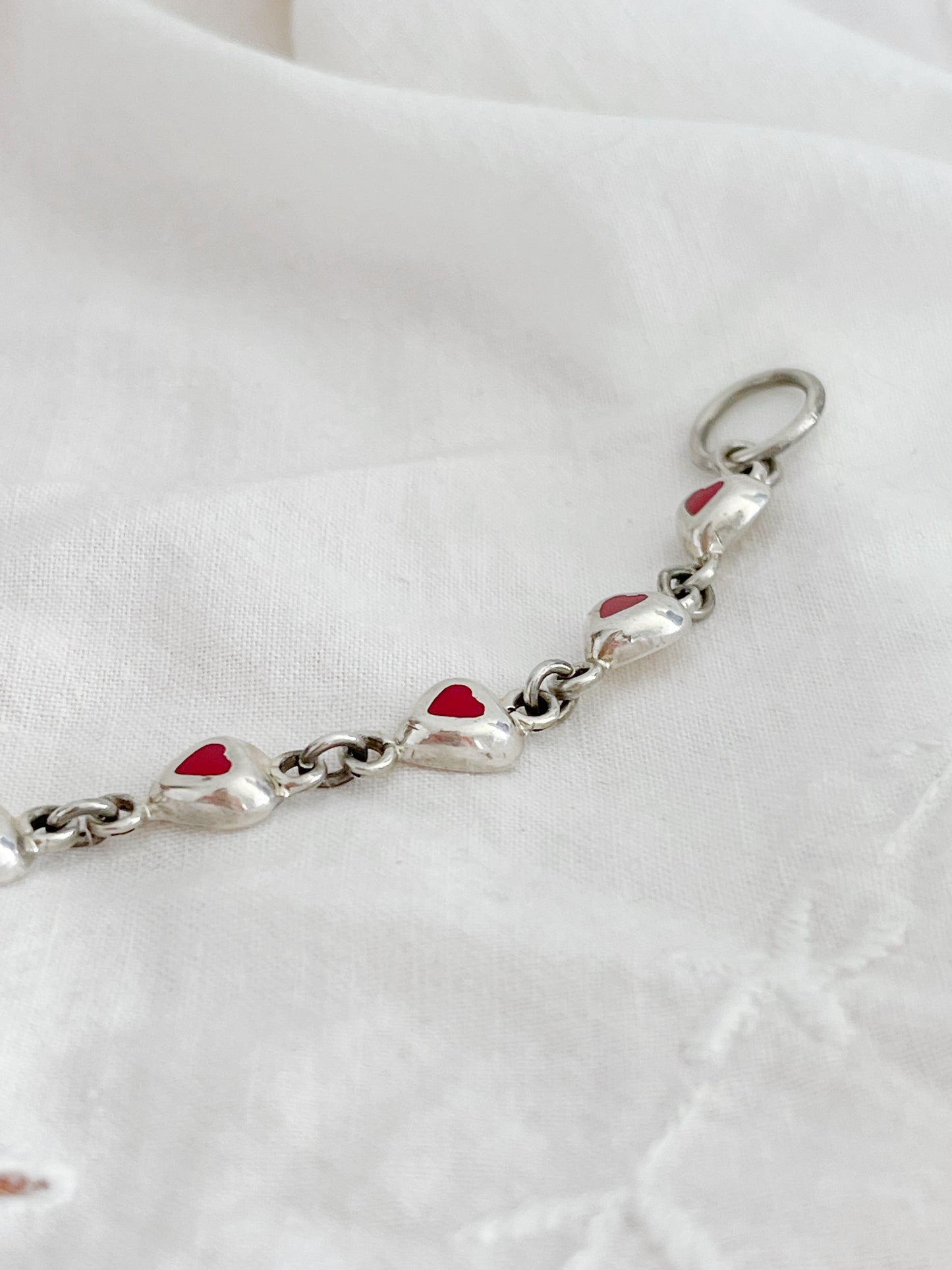 Vintage Tiny Heart Red Jasper Bracelet.