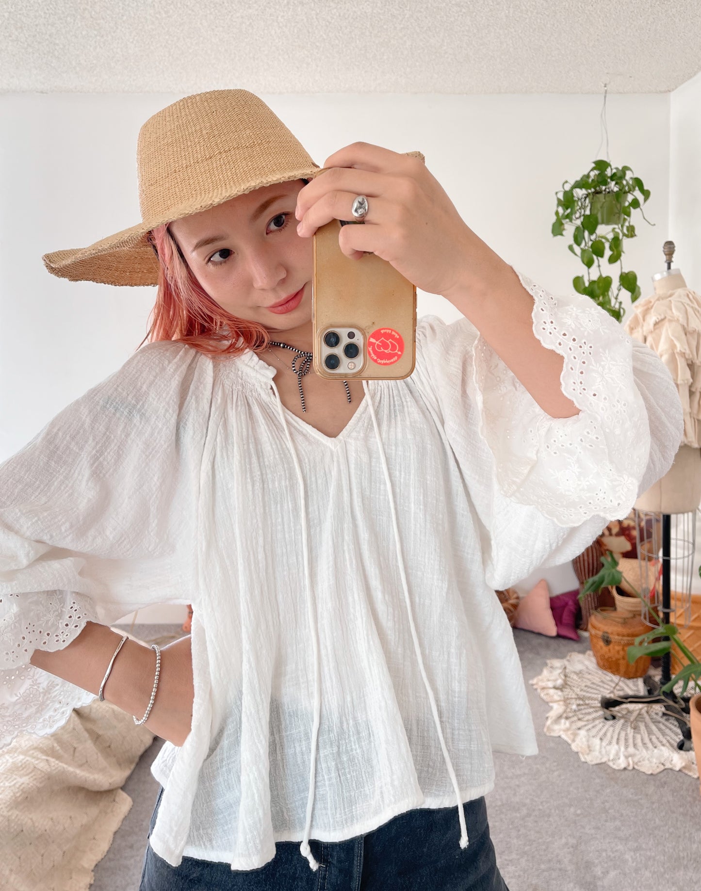 Cotton Frill Comfy Tunic Blouse