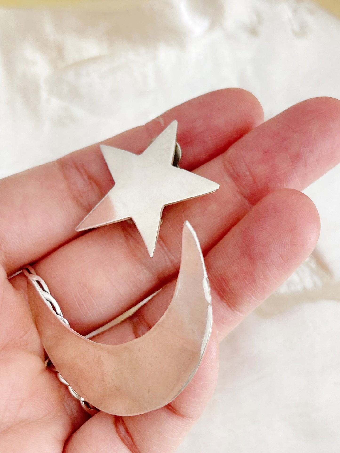 Vintage Moon & Star Silver Earrings.