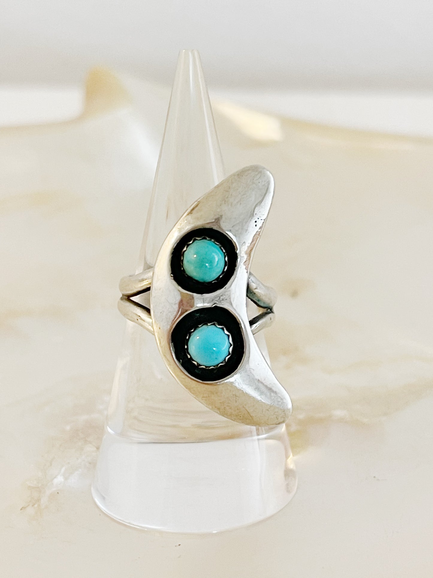 Old Navajo Moon Turquoise Ring.