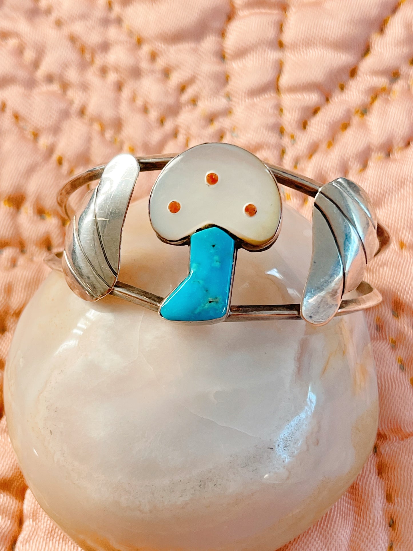 Vintage Zuni Mushroom Cuff Bangle