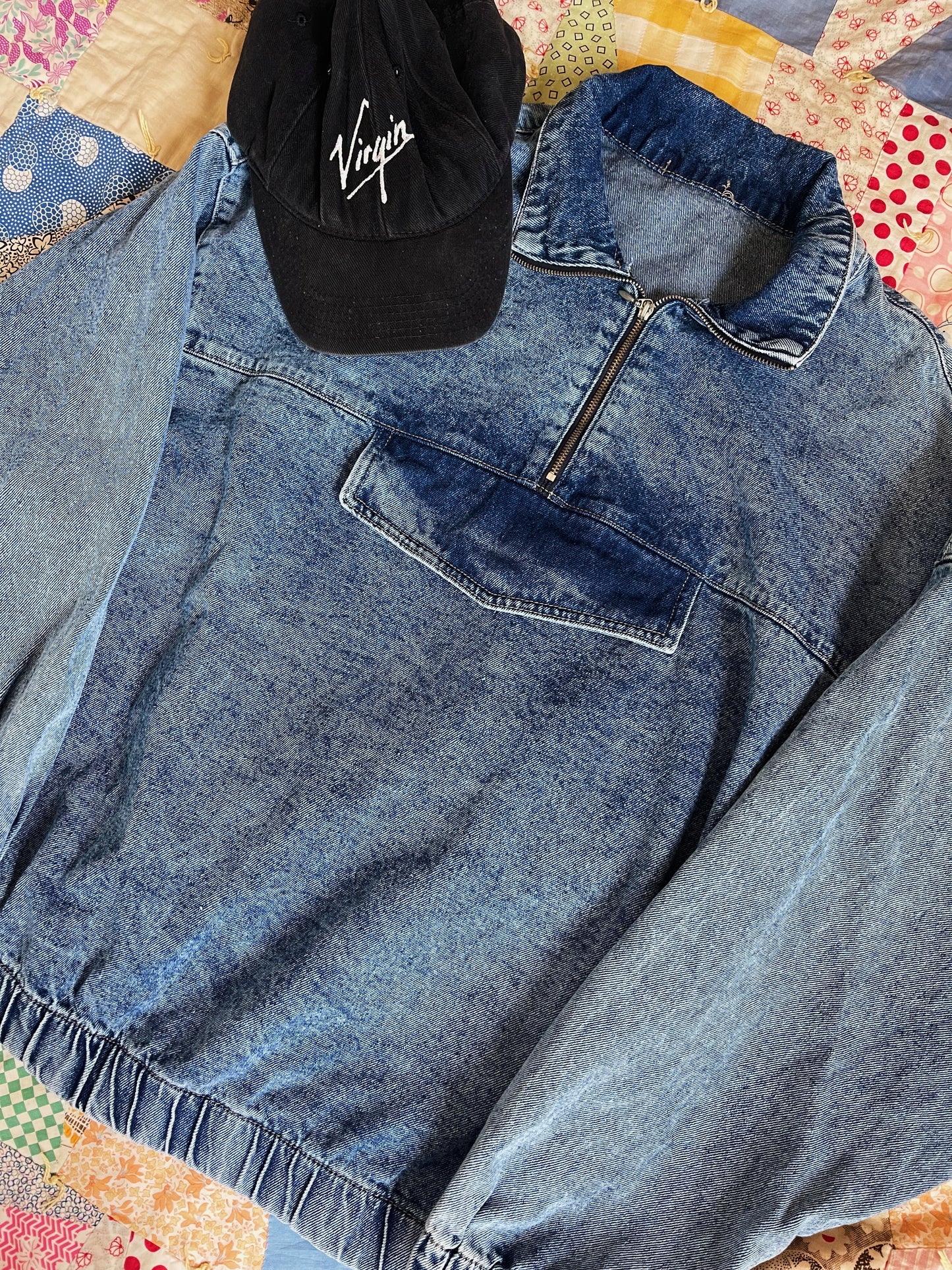 Cotton Denim Pullover Tops
