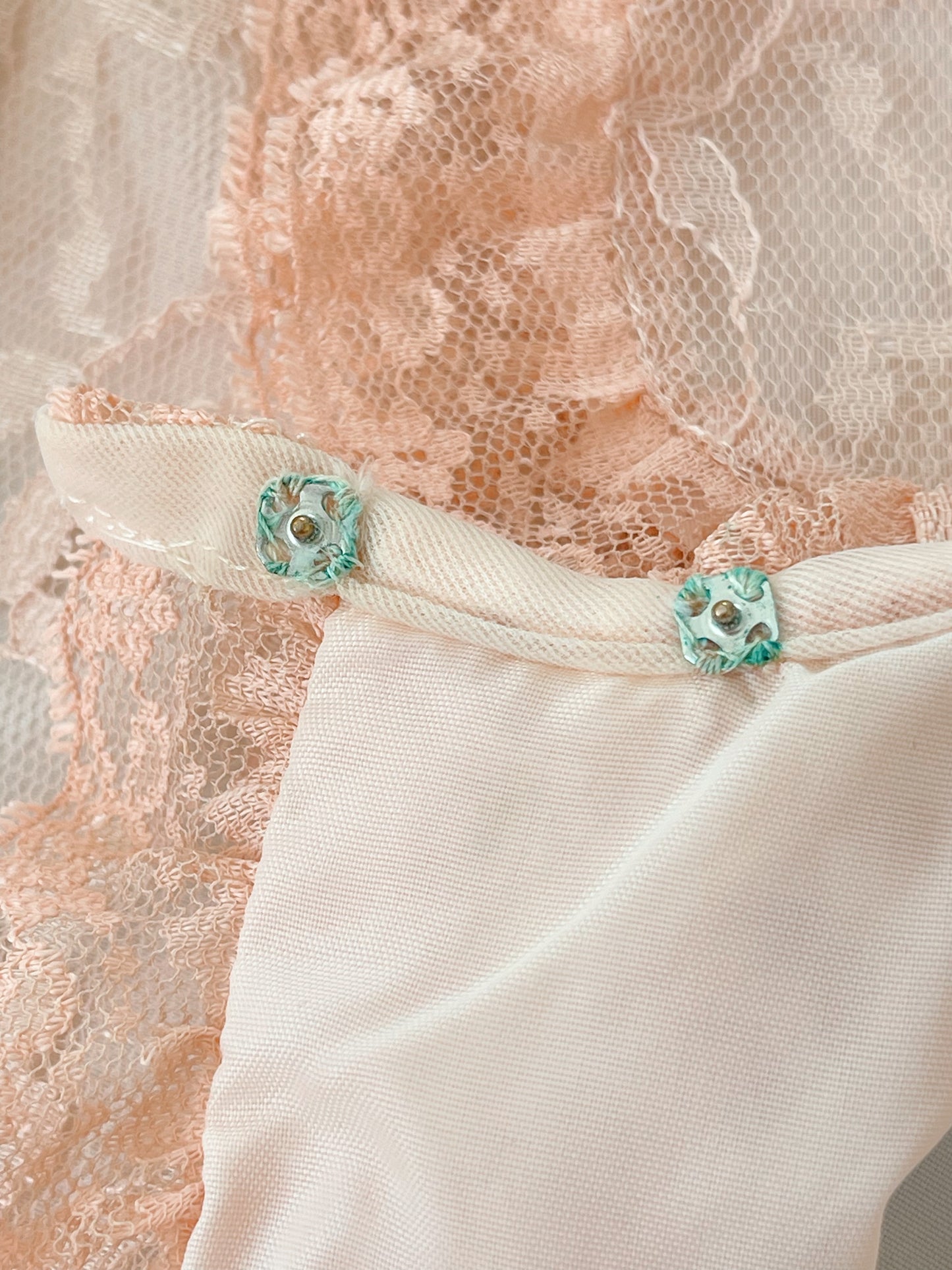 1960s Ribbon Lace Long Night Robe and Slip Dress