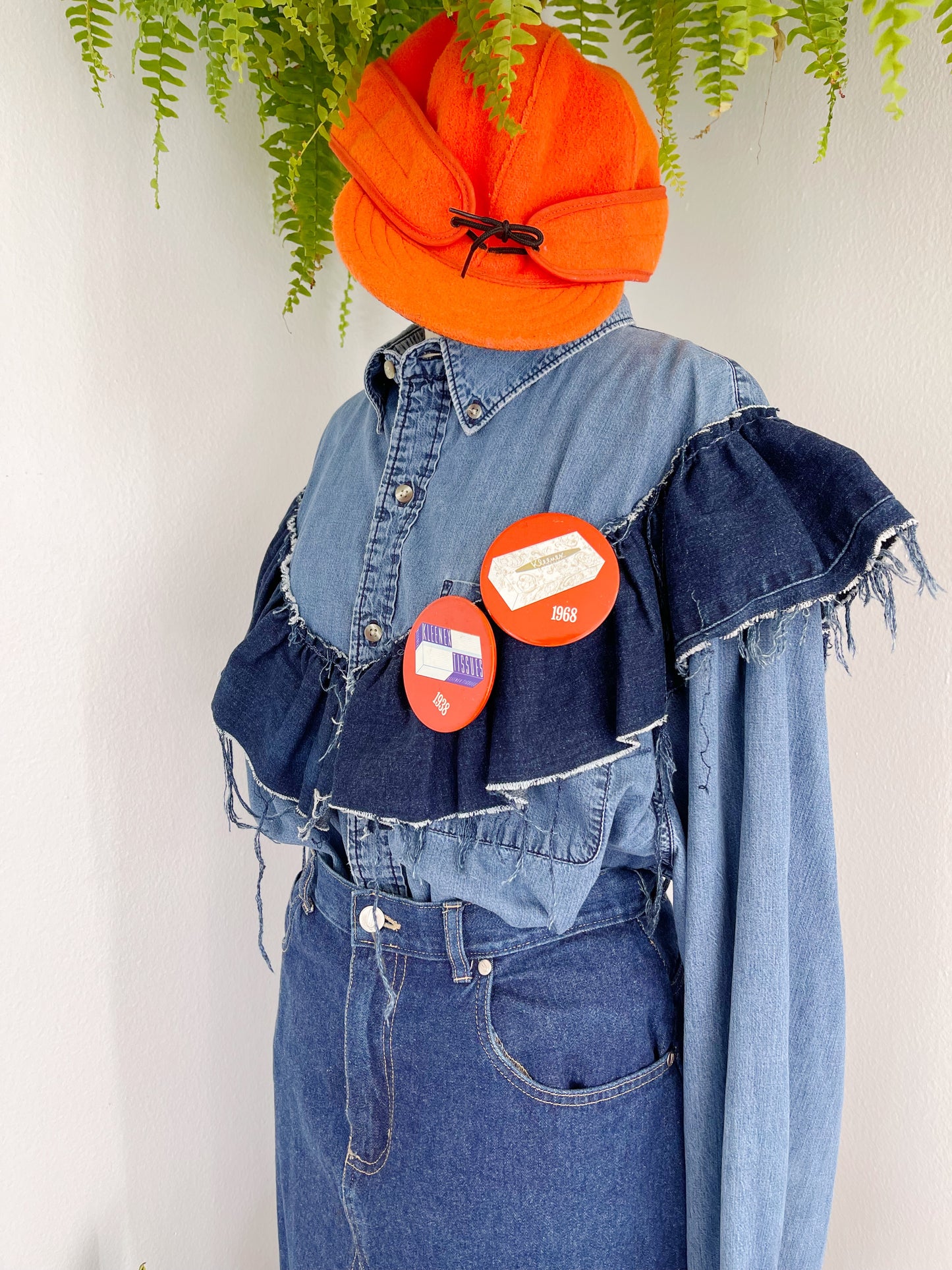 Denim Over Shirt with Frill.