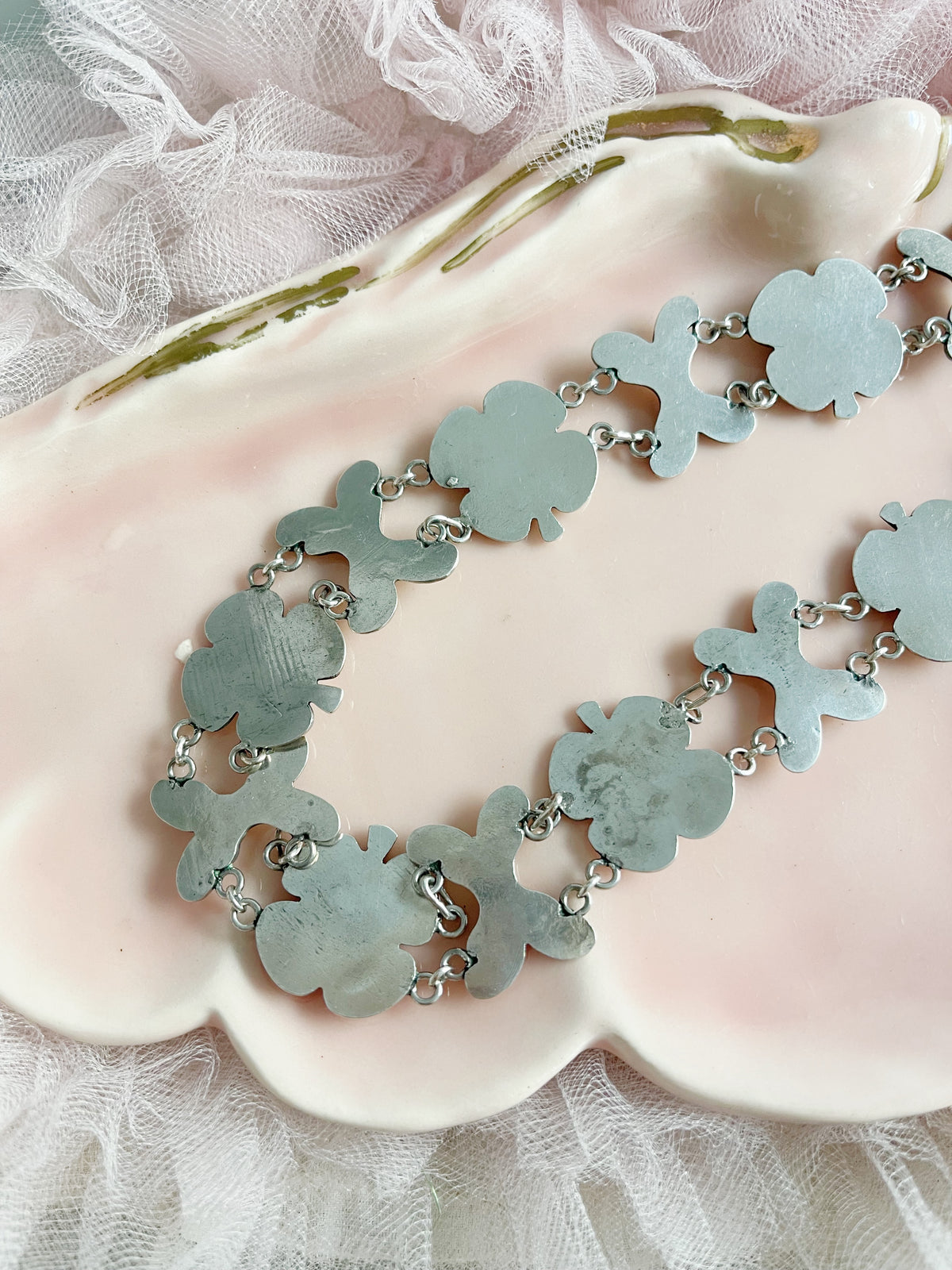 Vintage 1950s Flowers Silver 980 Necklace