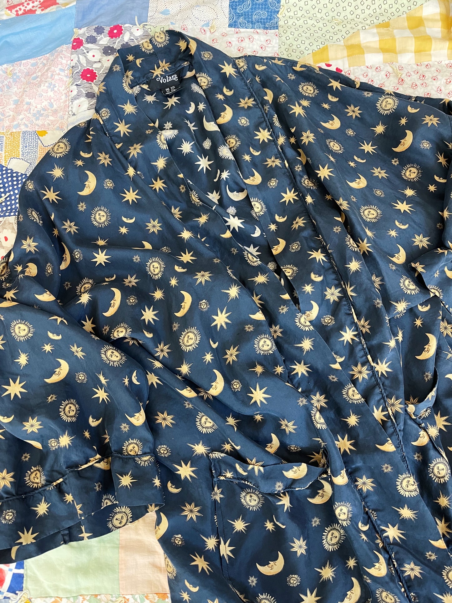 1990s Moon and Sun Silk Long Robe