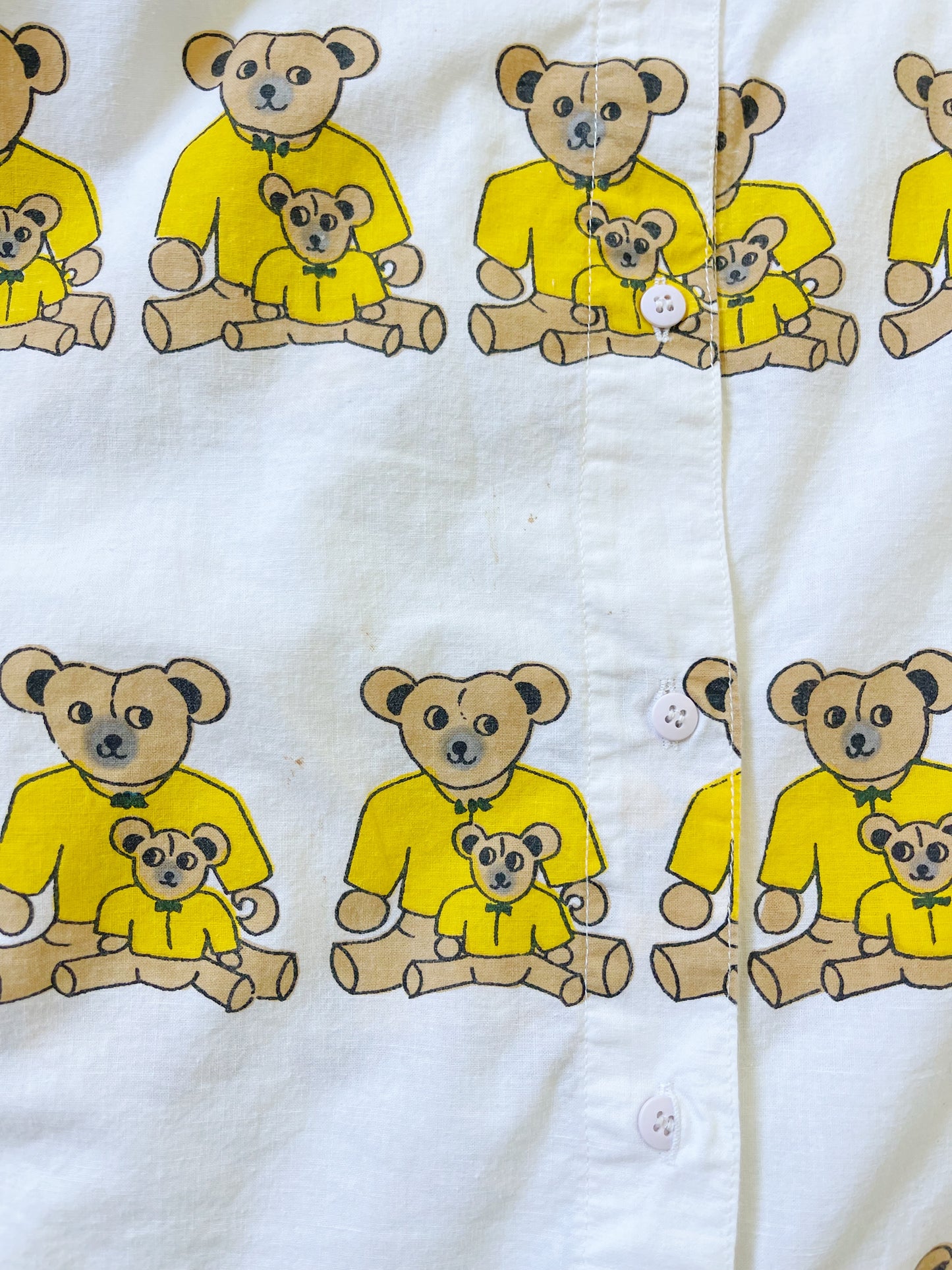 Vintage Bear Printed Unique Long Shirt (Yellow)