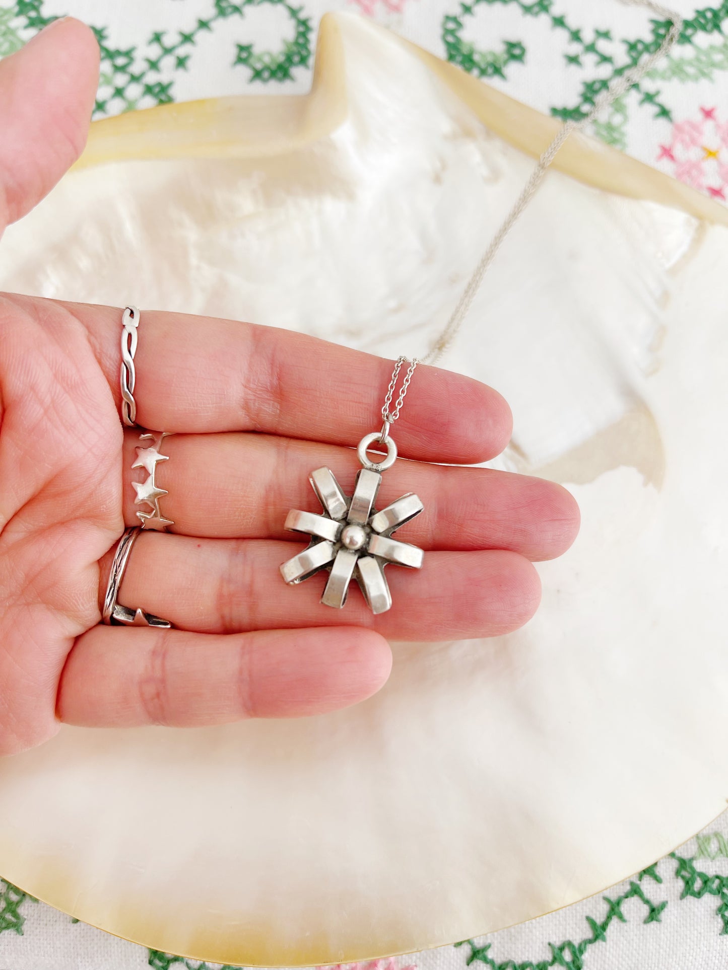 1970’s Silver Flowered Necklace.