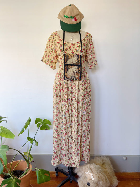 1980s Floral Long Dress