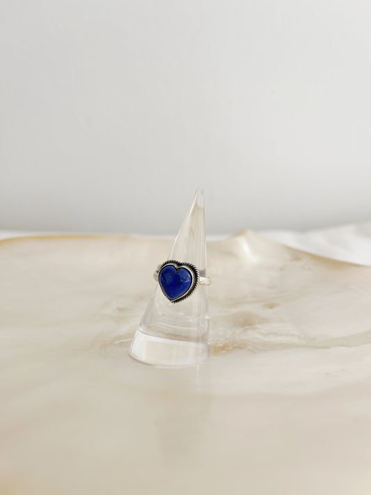 Navajo Lapis Lazuli Tiny Heart Ring.