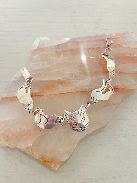 1990‘s Cats Sterling Silver Bracelet