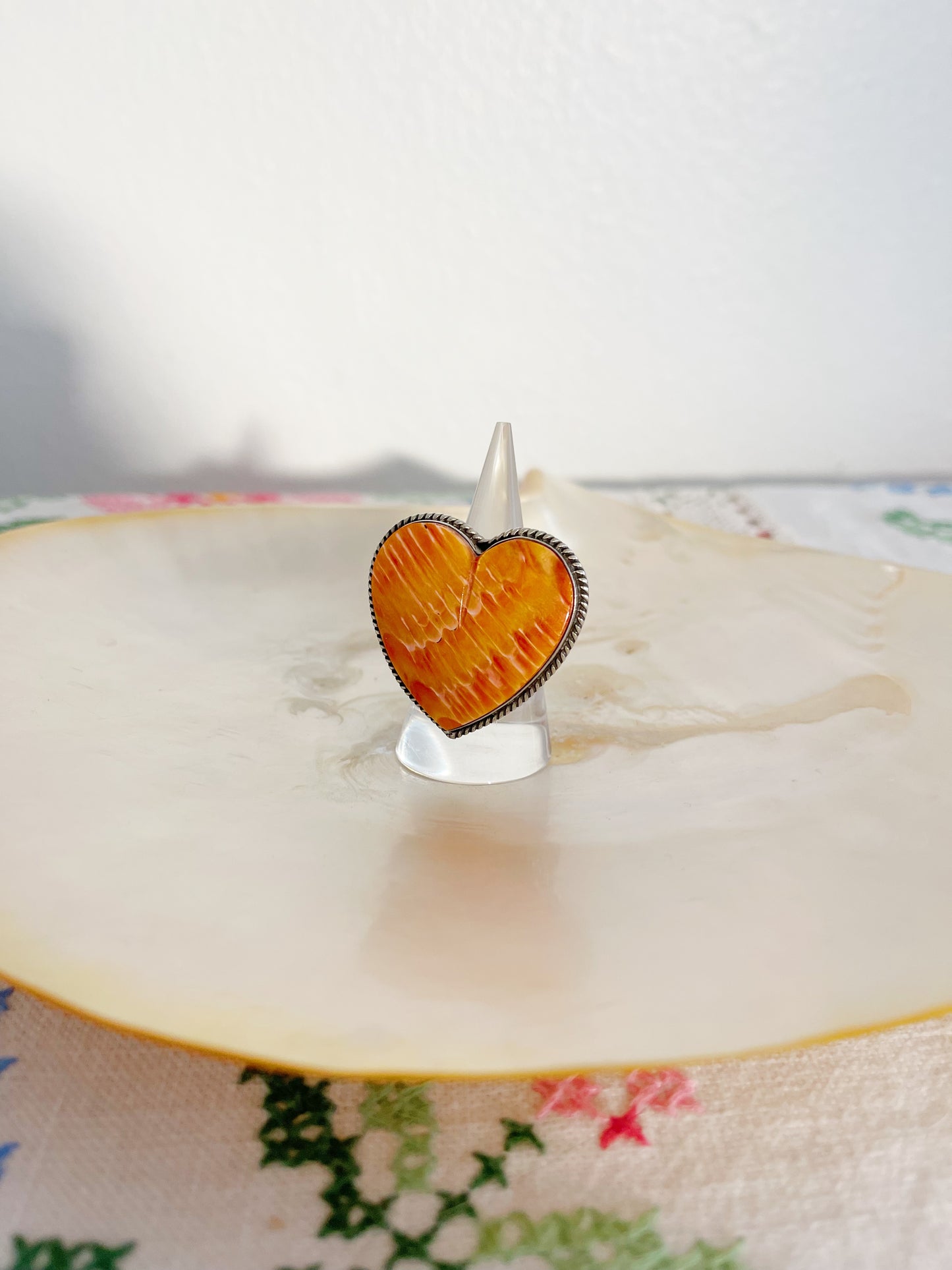 Navajo Spiny Oyster Large Heart Ring.