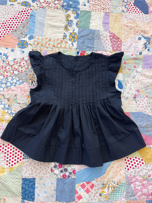 Black Sleeveless Frill Blouse
