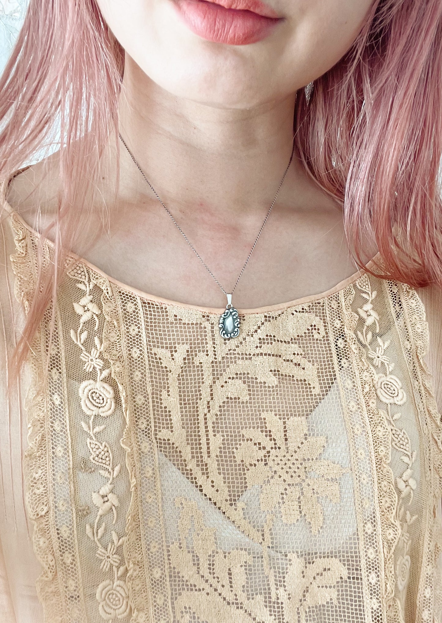 Vintage Engravable Silver Necklace