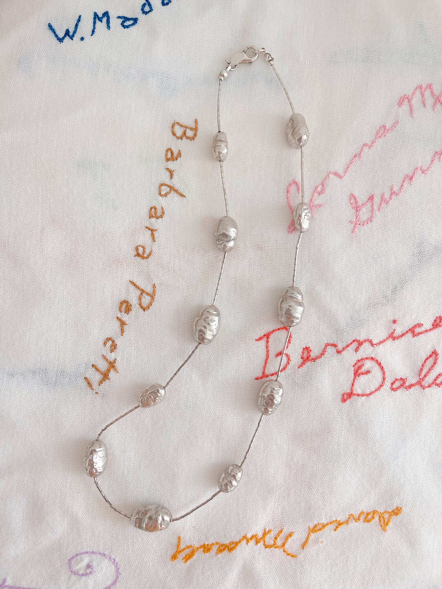 Silver Nugget and Beaded Necklace