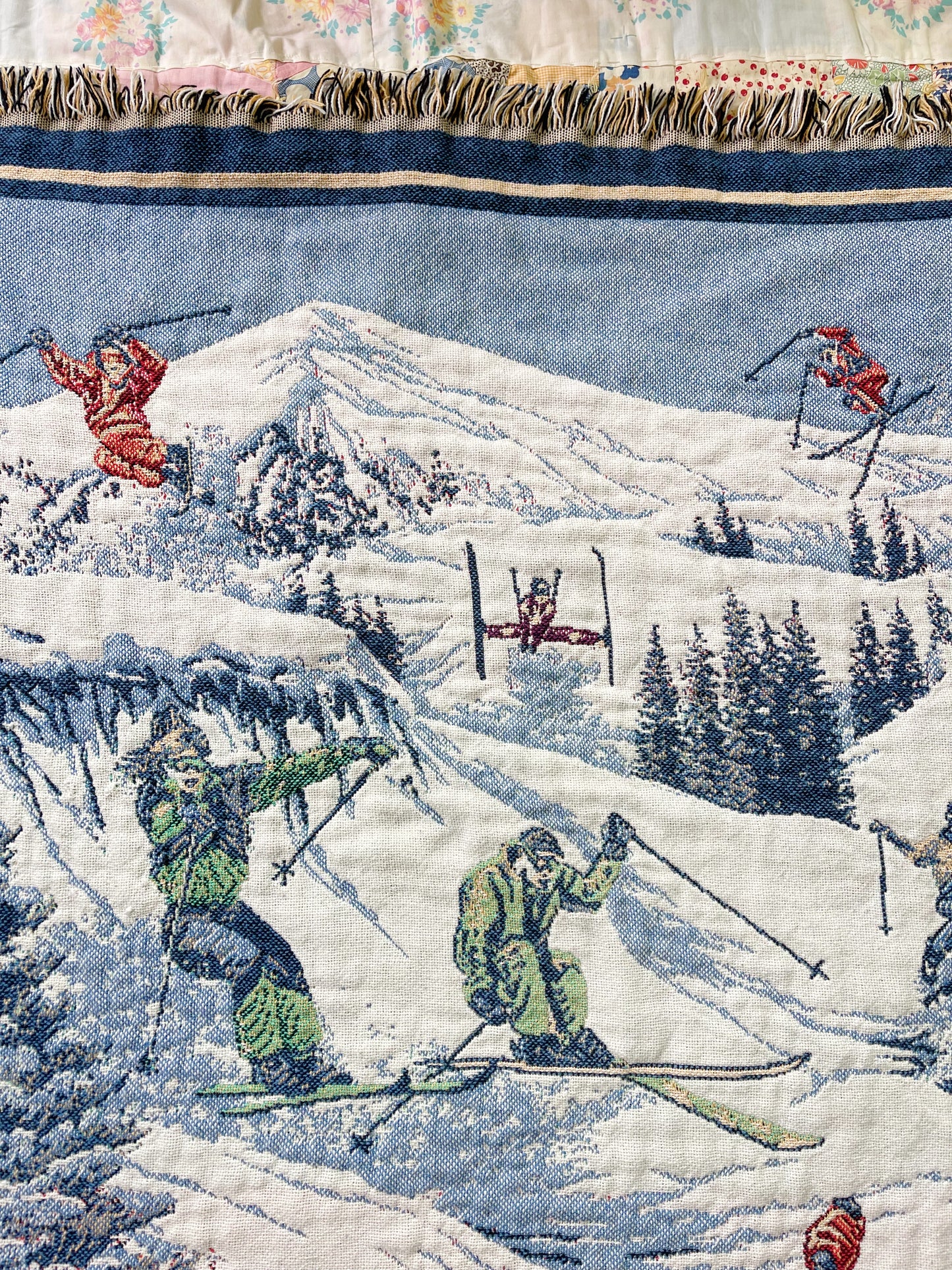 1990s Skier Cotton Blanket