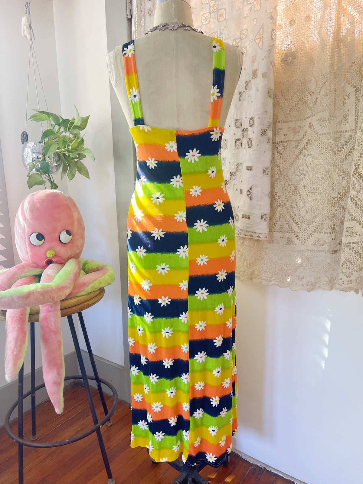 1980s Flowers Long Dress