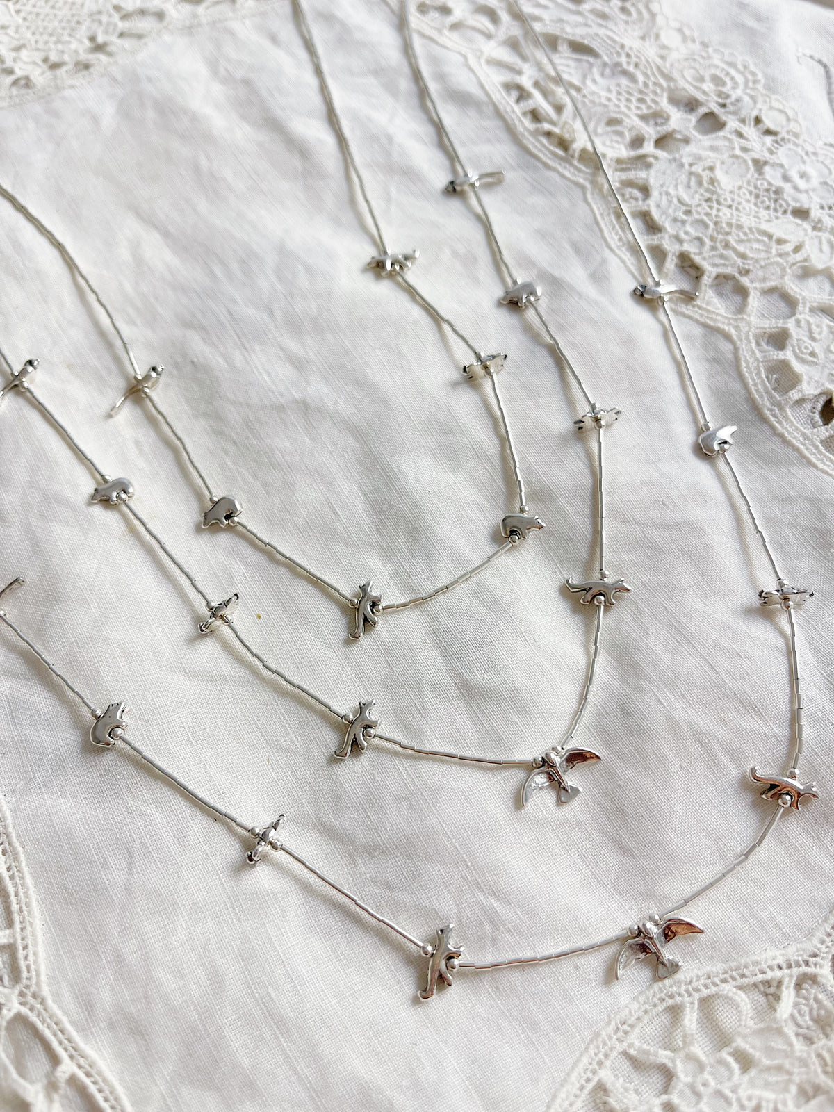 Zuni Silver Animal Fetishes Necklace (Short)
