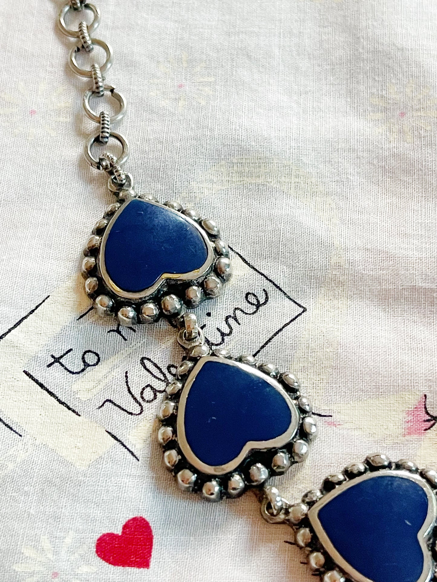 Vintage Enamel Heart Bracelet