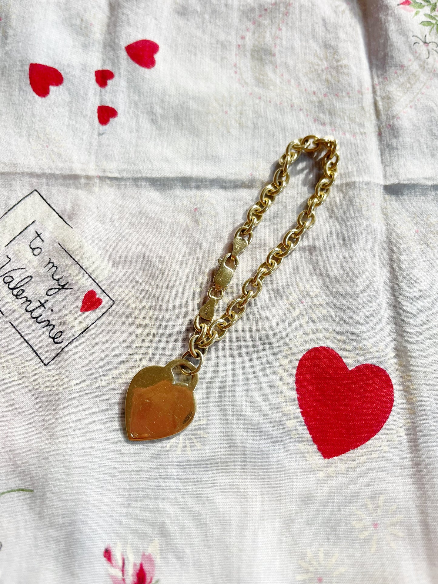 Vintage 1960s Gold Plated Silver Heart Bracelet