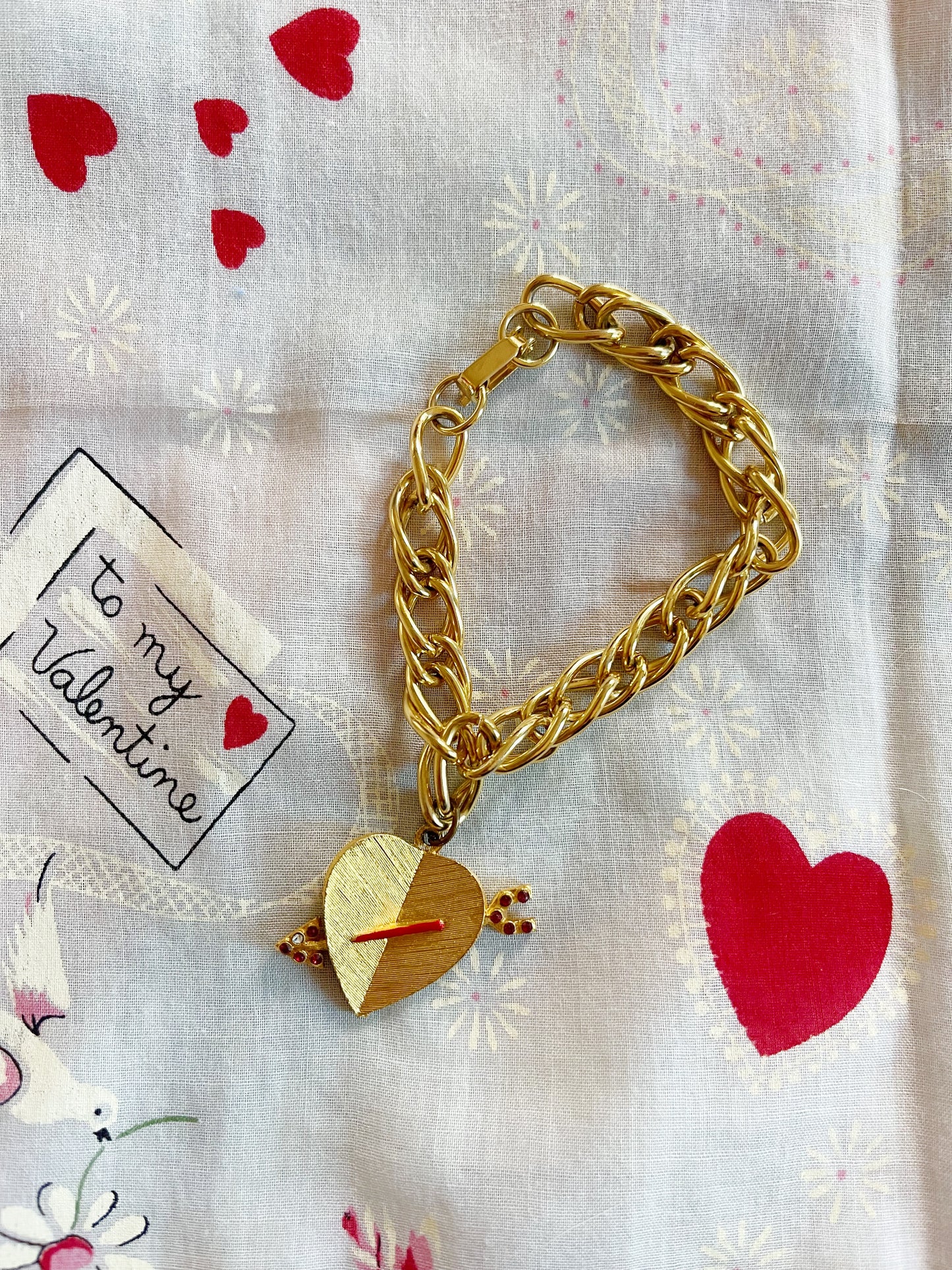 Vintage 1960s Heart Gold Plated Bracelet