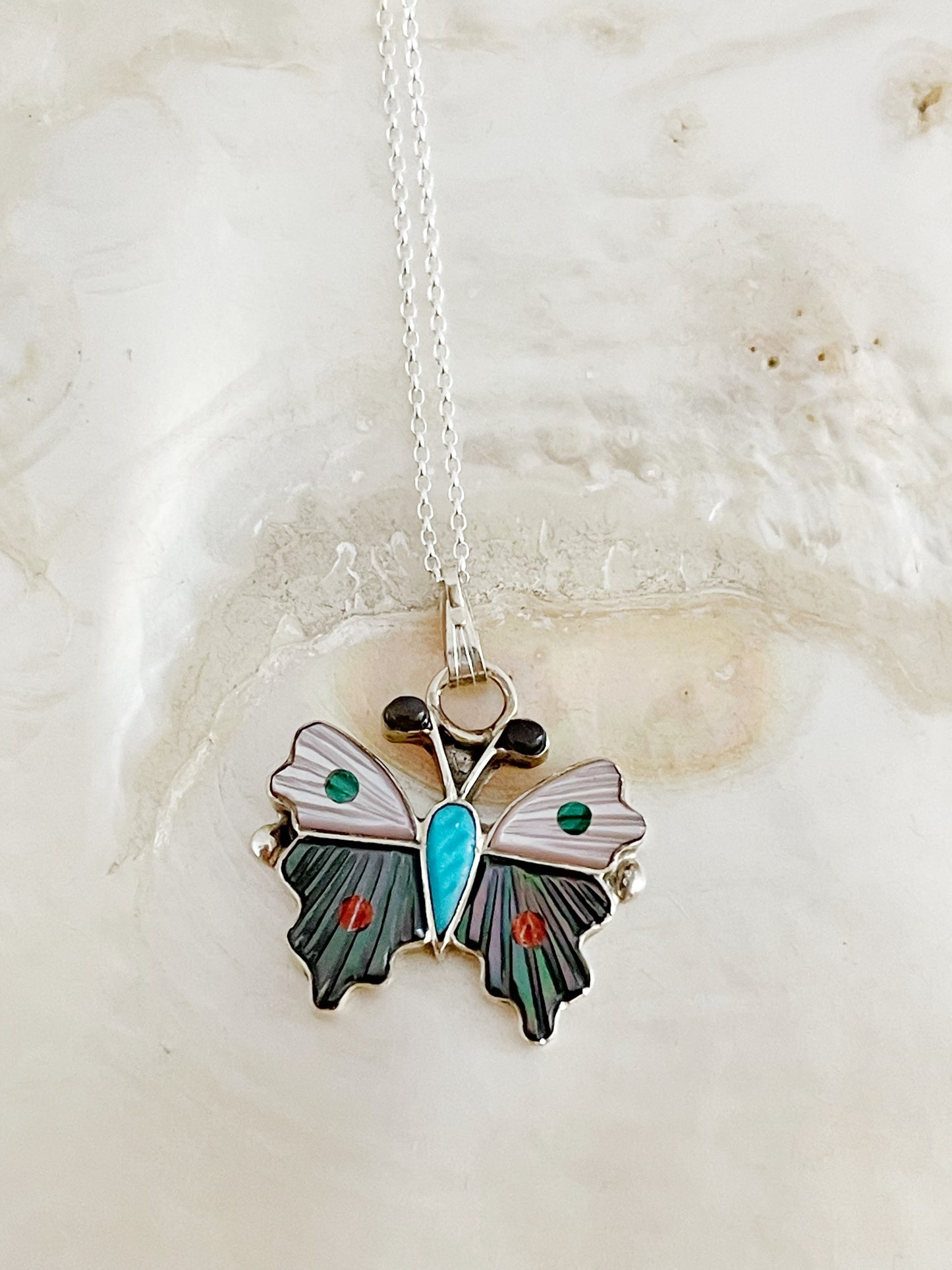 Zuni Tamara Pinto Butterfly Inlay Necklace.