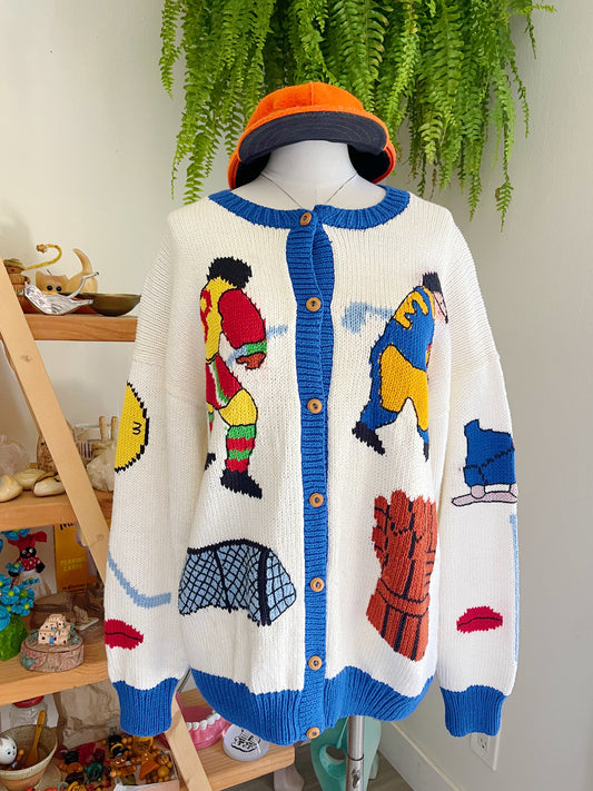 1980’s Ice Hockey Knit Cardigan.