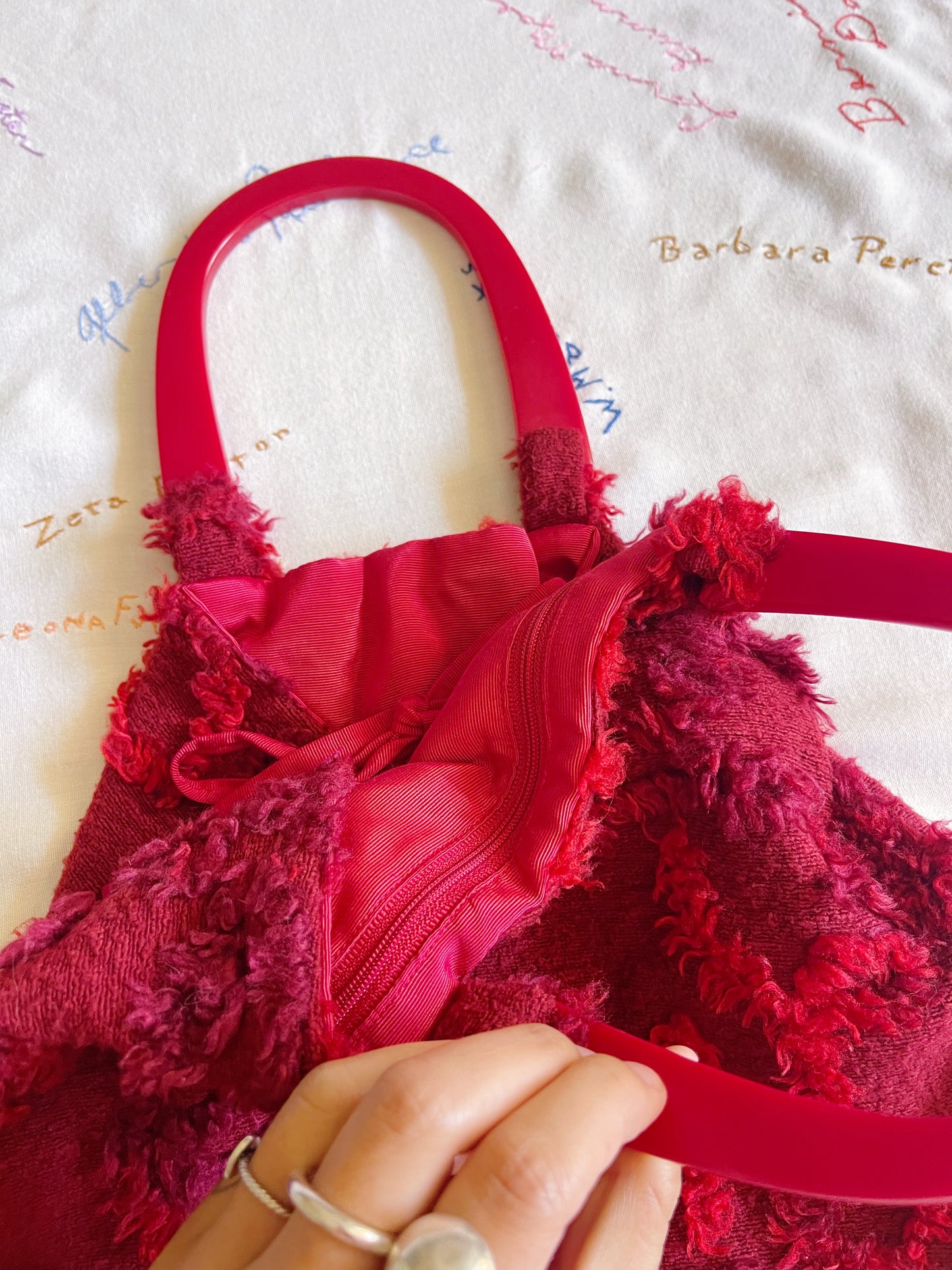 Vintage Chenille Fabric Handbag