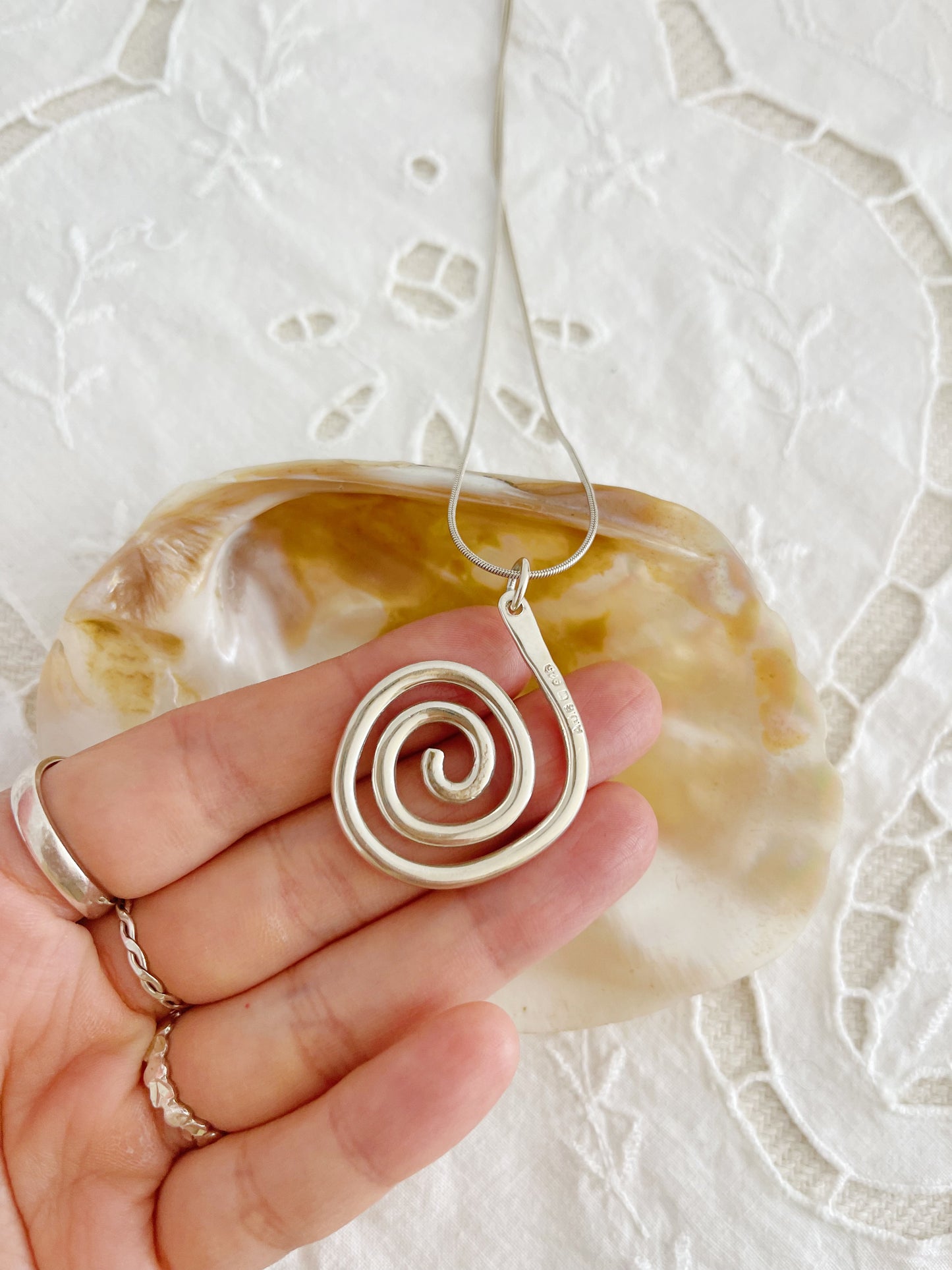 Vintage Spiral Silver Necklace.