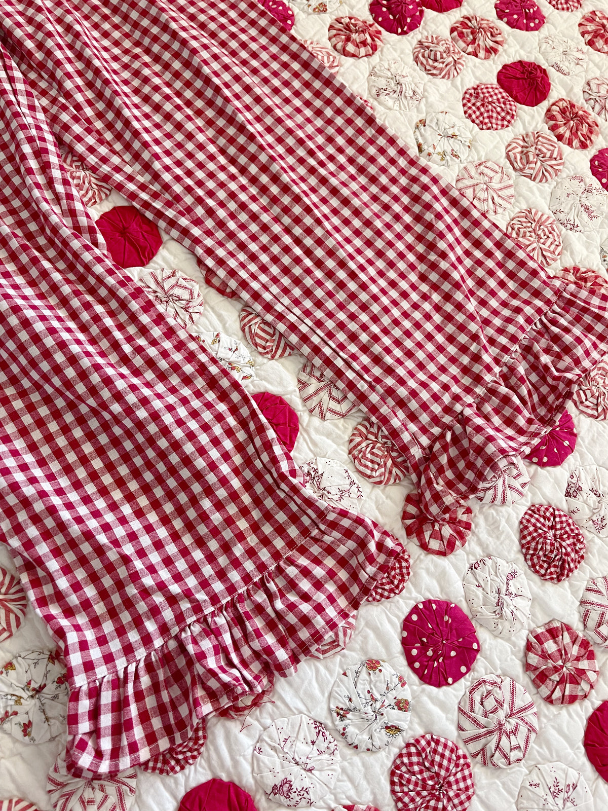 Red Color Gingham Checked Setup