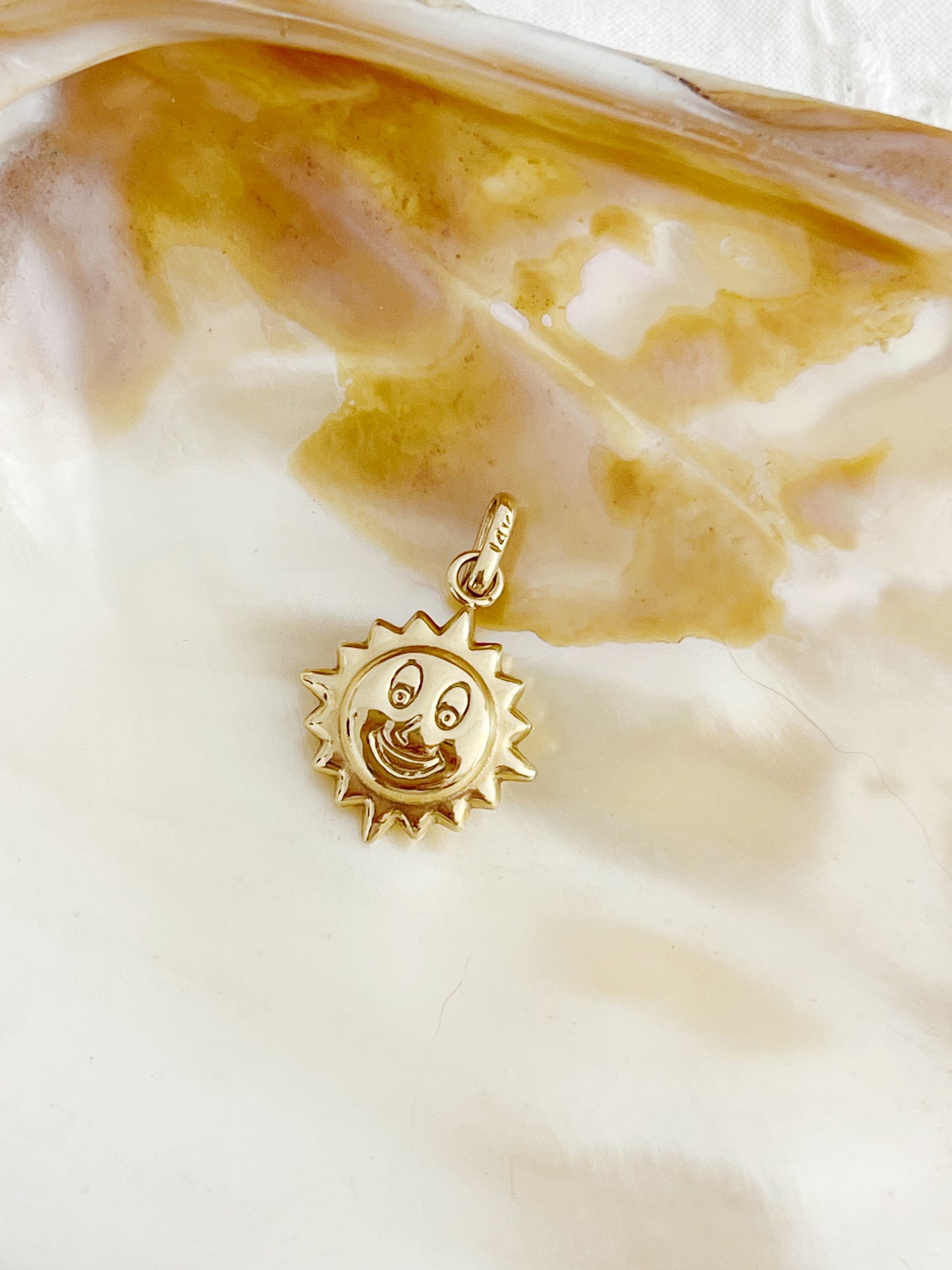 14k Gold Sun Face Necklace. So Cute!