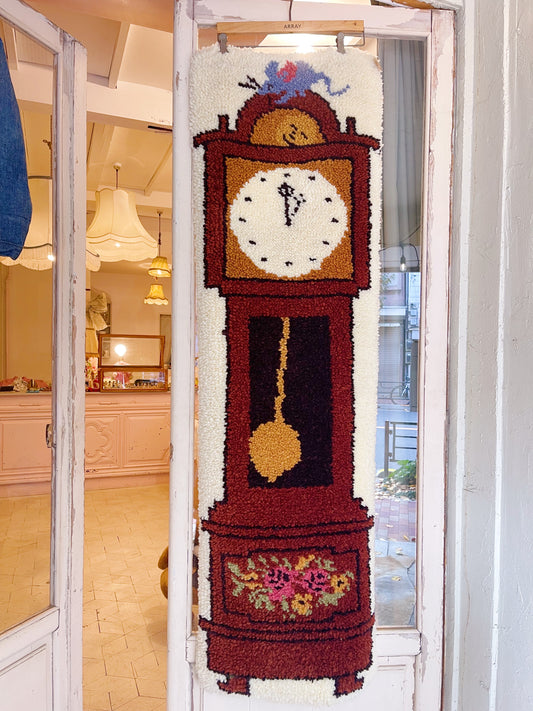 Vintage Grandfather's Clock Latch Hook Rug
