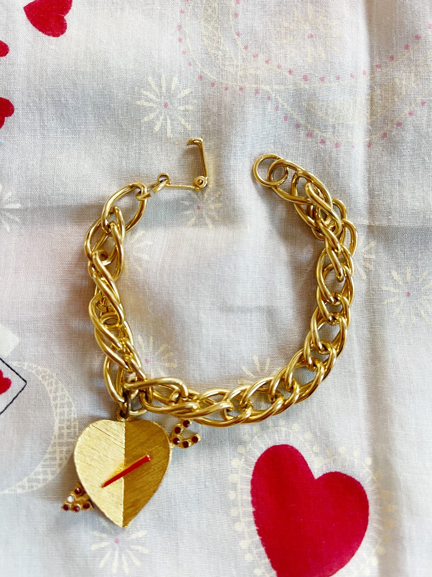 Vintage 1960s Heart Gold Plated Bracelet