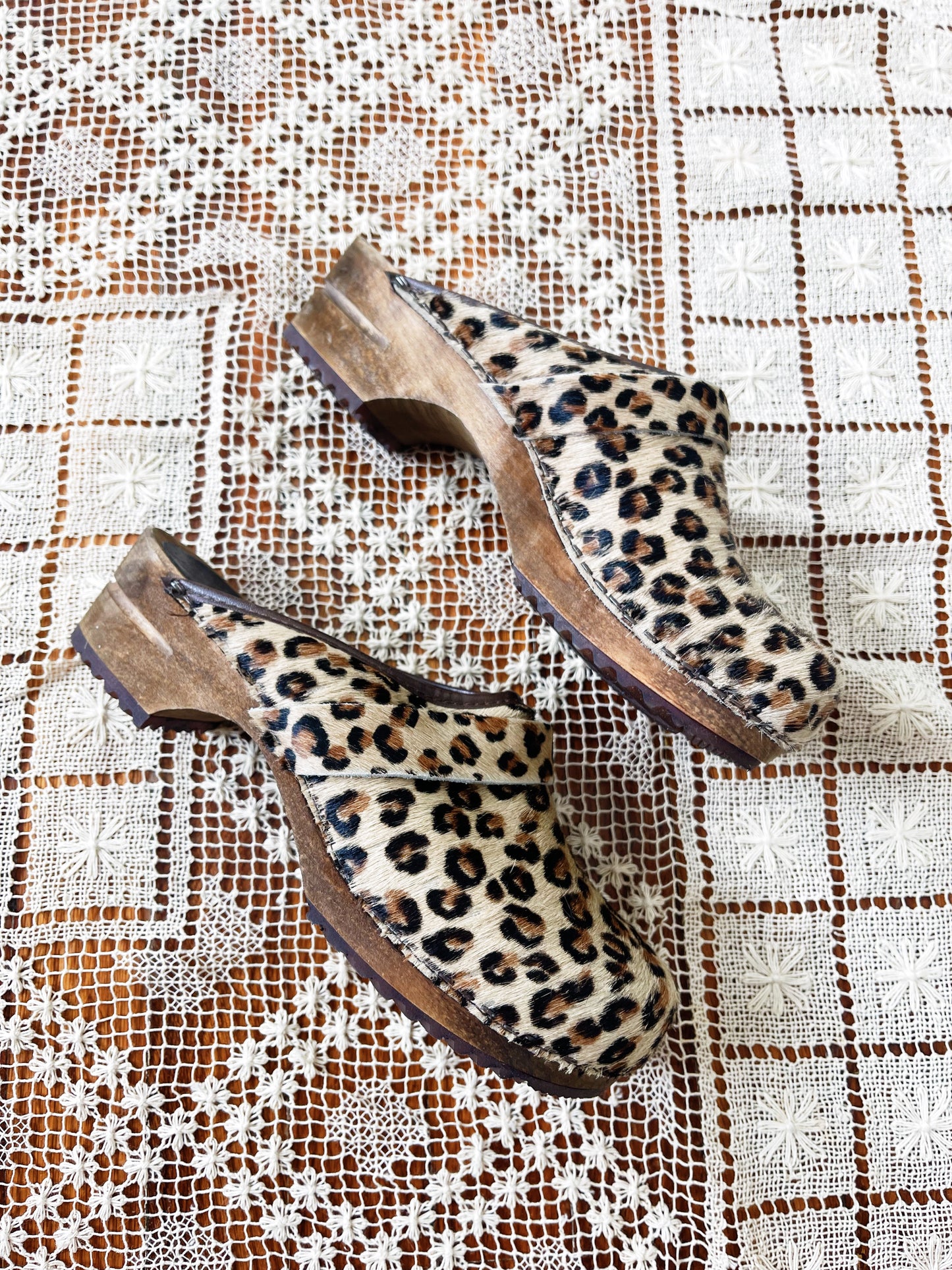 Leopard Unborn Calf Sabot